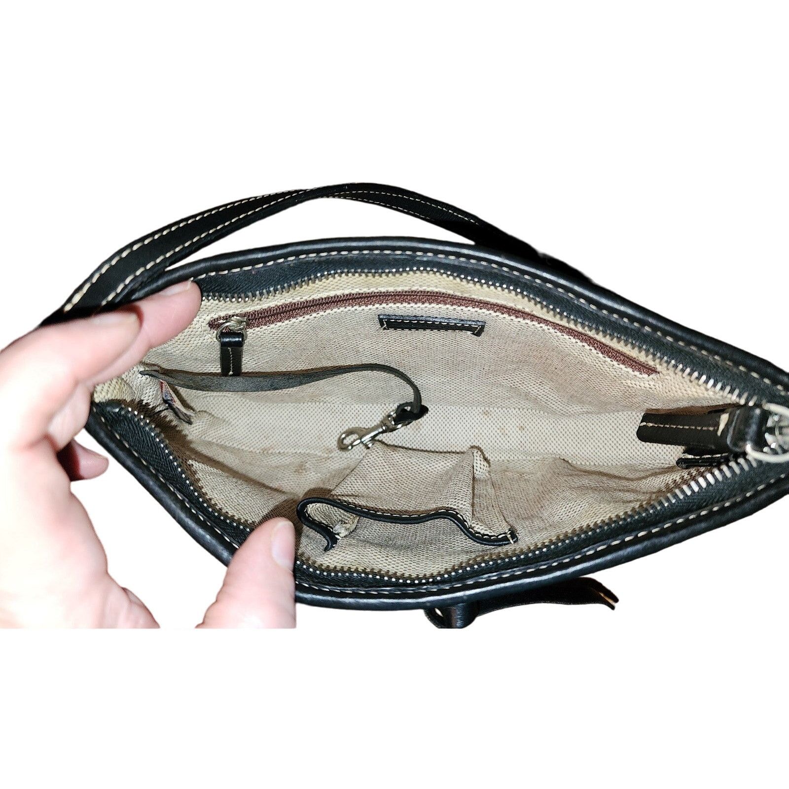 Dooney & Bourke Dooney & Bourke Grey Black Canvas Leather Trim Shoulder Bag Size ONE SIZE - 4 Thumbnail