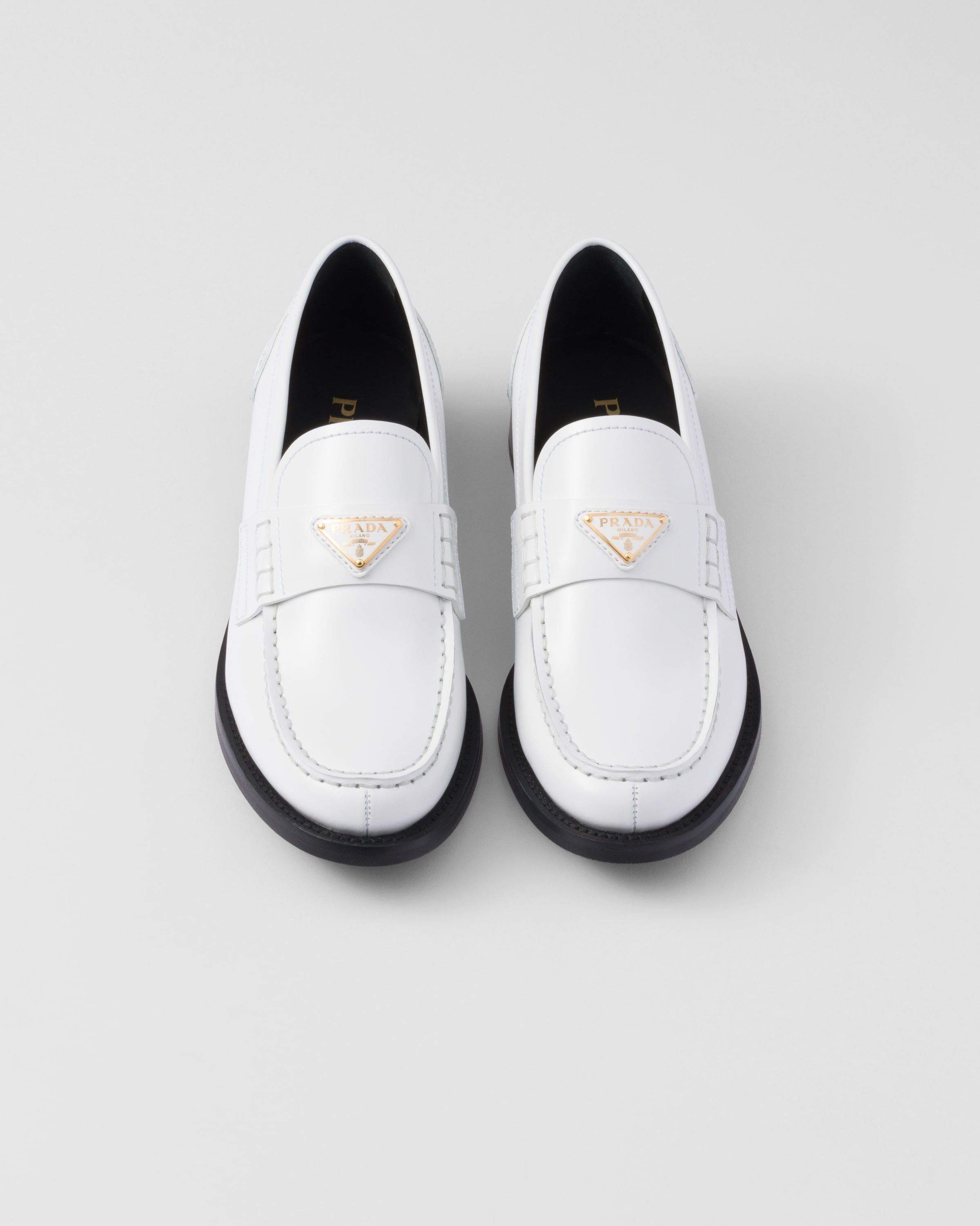 Prada o1la1rc1a0925 Brushed Leather Loafers in White Size US 9 / IT 39 - 5 Thumbnail