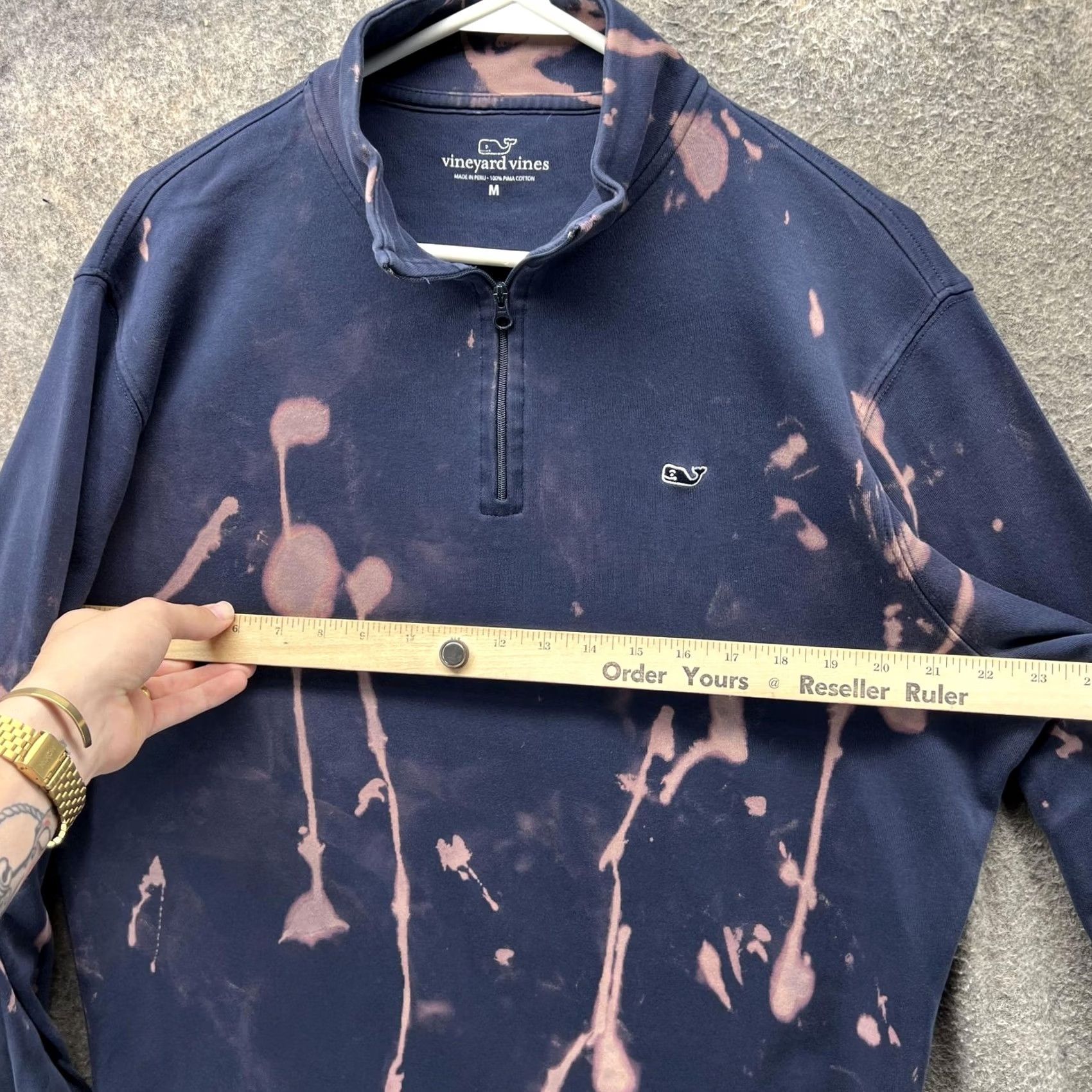 Vineyard Vines Vineyard Vines Sweatshirt Quarter Zip Mens M Navy Bleach Dye Pullover Size US M / EU 48-50 / 2 - 6 Thumbnail