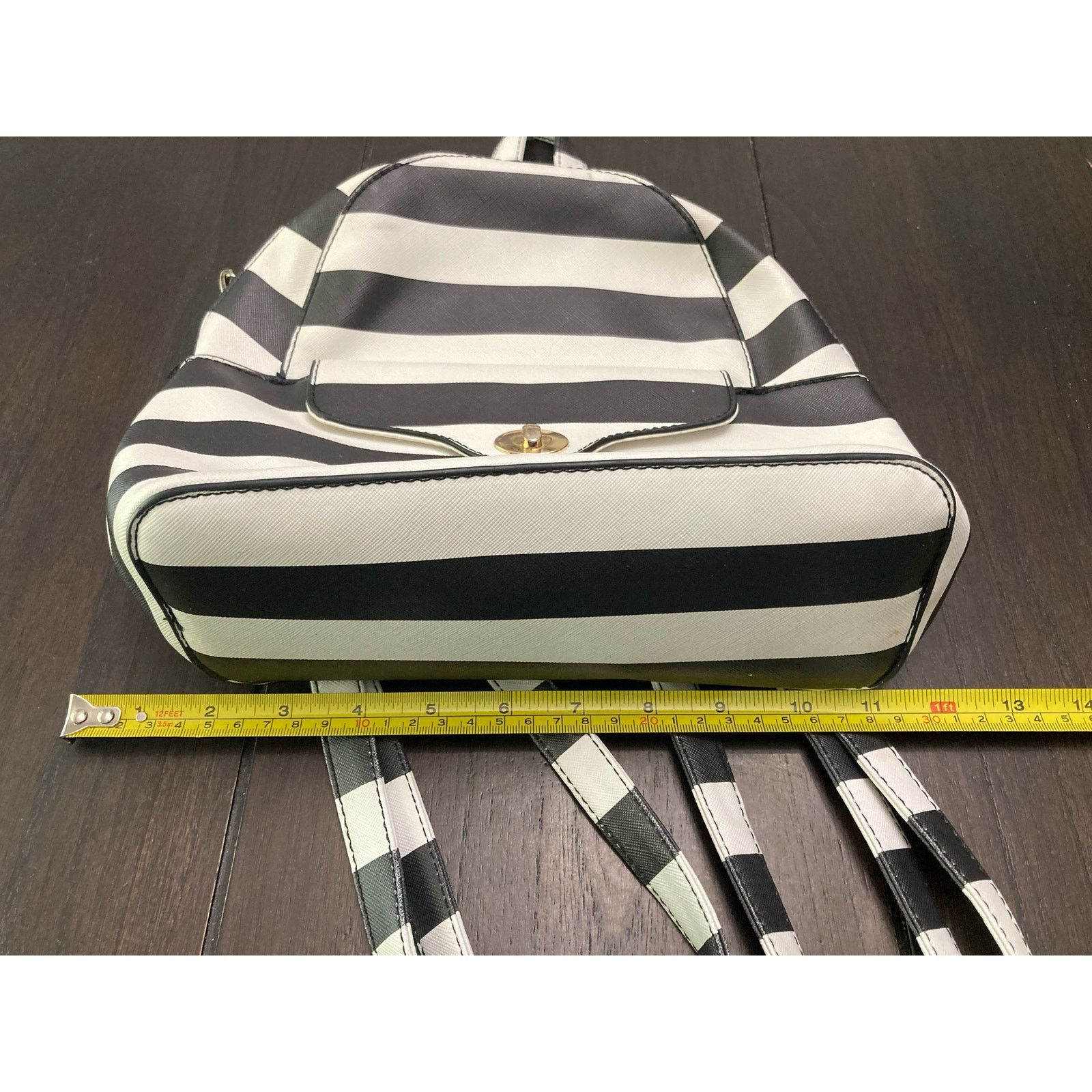 Other Under One Sky Vegan Leather Striped Backpack Black & White Size ONE SIZE - 7 Thumbnail