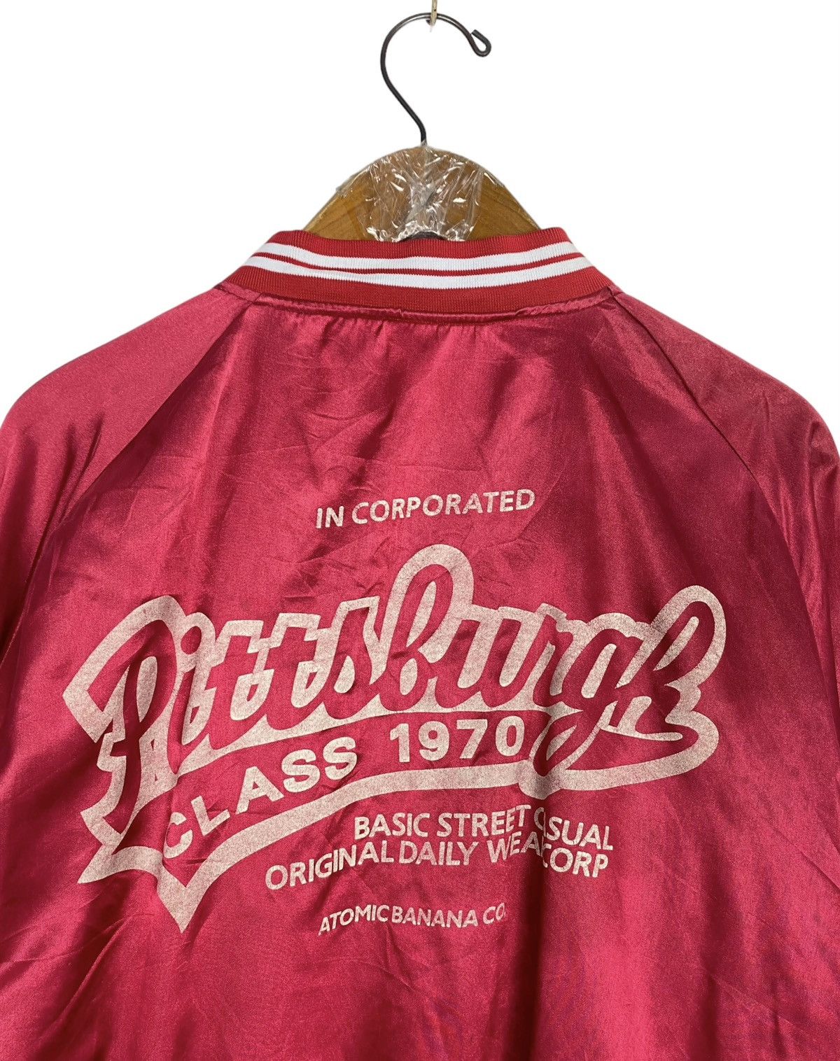 Atomic Vtg Atomic Banana Co Pittsburgh Satin Bomber Jacket Big Log Size US M / EU 48-50 / 2 - 2 Thumbnail