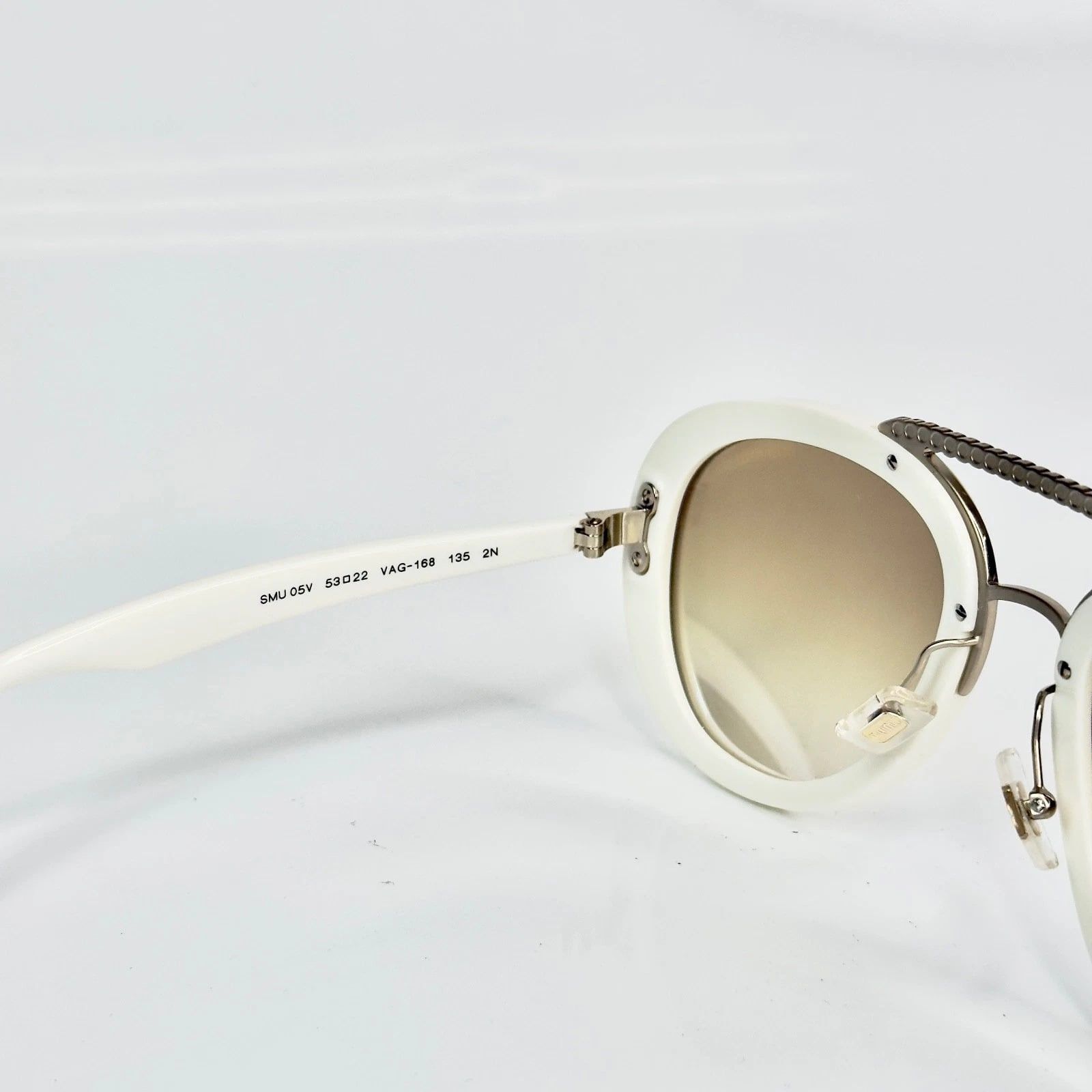 Miu Miu MIU MIU MU05VS COLLECTION 05V White Silver Aviator Sunglass Size ONE SIZE - 2 Thumbnail