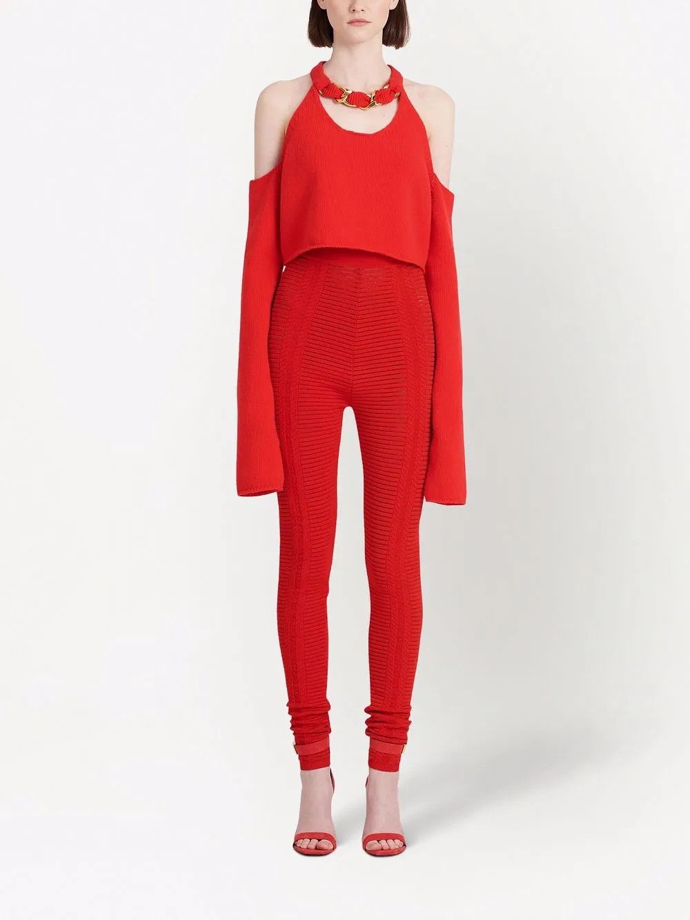 Balmain o1y0625 Legging Pant in Red Size 28" / US 6 / IT 42 - 3 Thumbnail