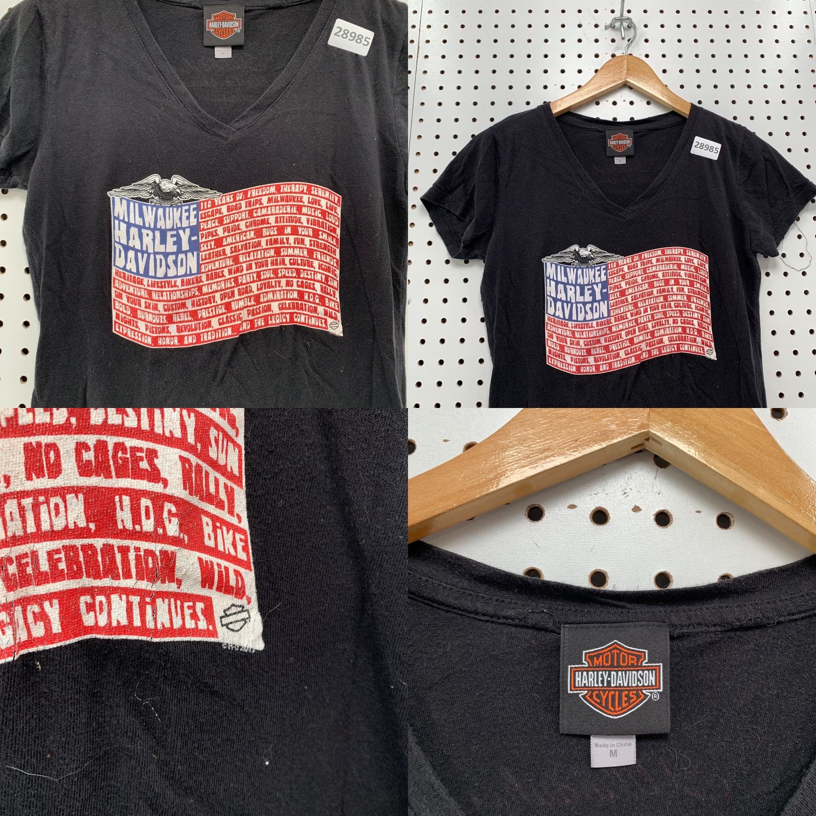 Harley Davidson Harley-Davidson Motorcycle Womens M Top Black USA Flag V-Neck T-Shirt Size M / US 6-8 / IT 42-44 - 8 Thumbnail