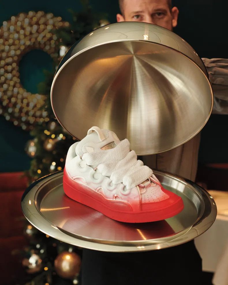 Lanvin o1w1db11124 Exclusive Curb Low-Top Sneakers in White/Red Size US 5.5 / EU 38 - 2 Thumbnail