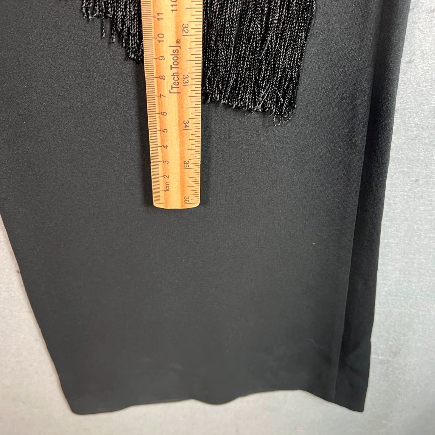 VINTAGE Cinq À Sept Womens Pants Fringed High-Waisted Wide-Leg Black 6 Tricetate Polyester Dress Pants Womens