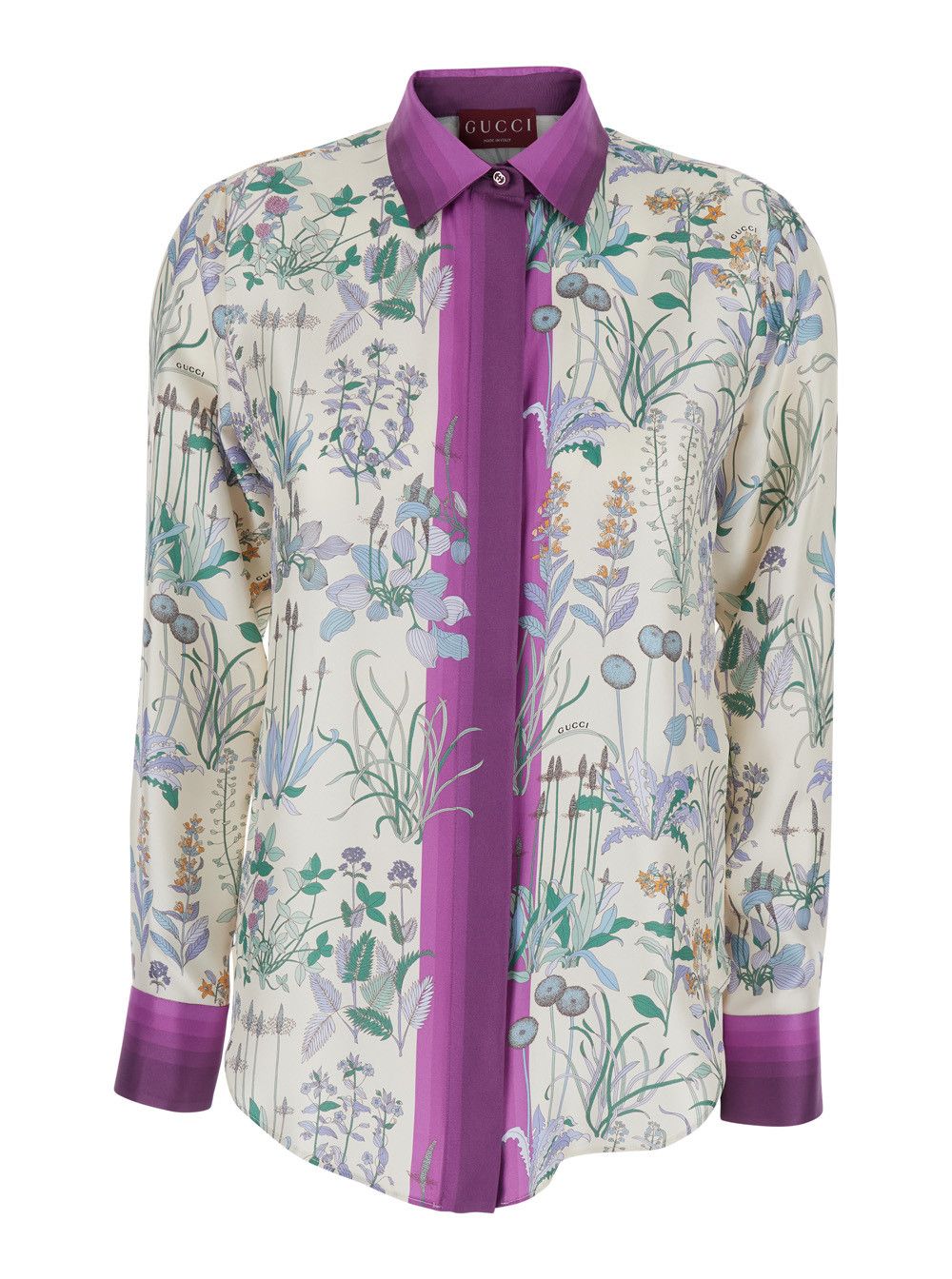 Gucci Multicolor Shirt with Classic Collar and All-Over Print in Silk for Women Size L / US 10 / IT 46 - 1 Thumbnail
