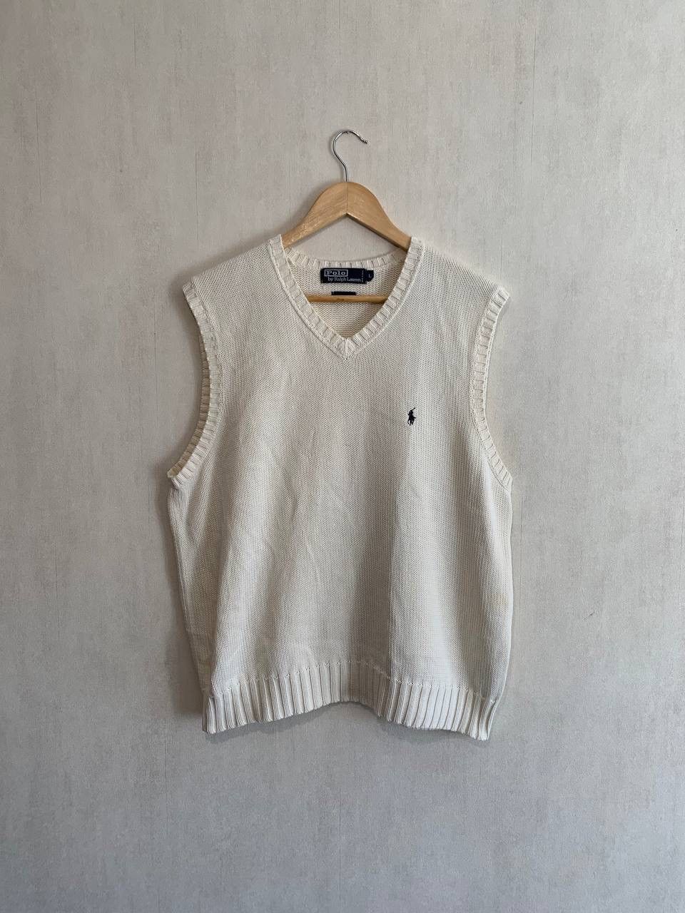 Polo Ralph Lauren Polo Ralph Lauren Cream Sweater Vest Mens Size L Size L / US 10 / IT 46 - 1 Thumbnail