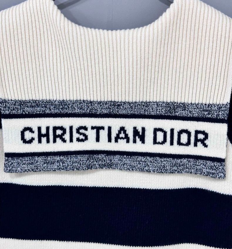 Dior Striped Knit Vest with Navy Collar-2505 Size S / US 4 / IT 40 - 4 Thumbnail