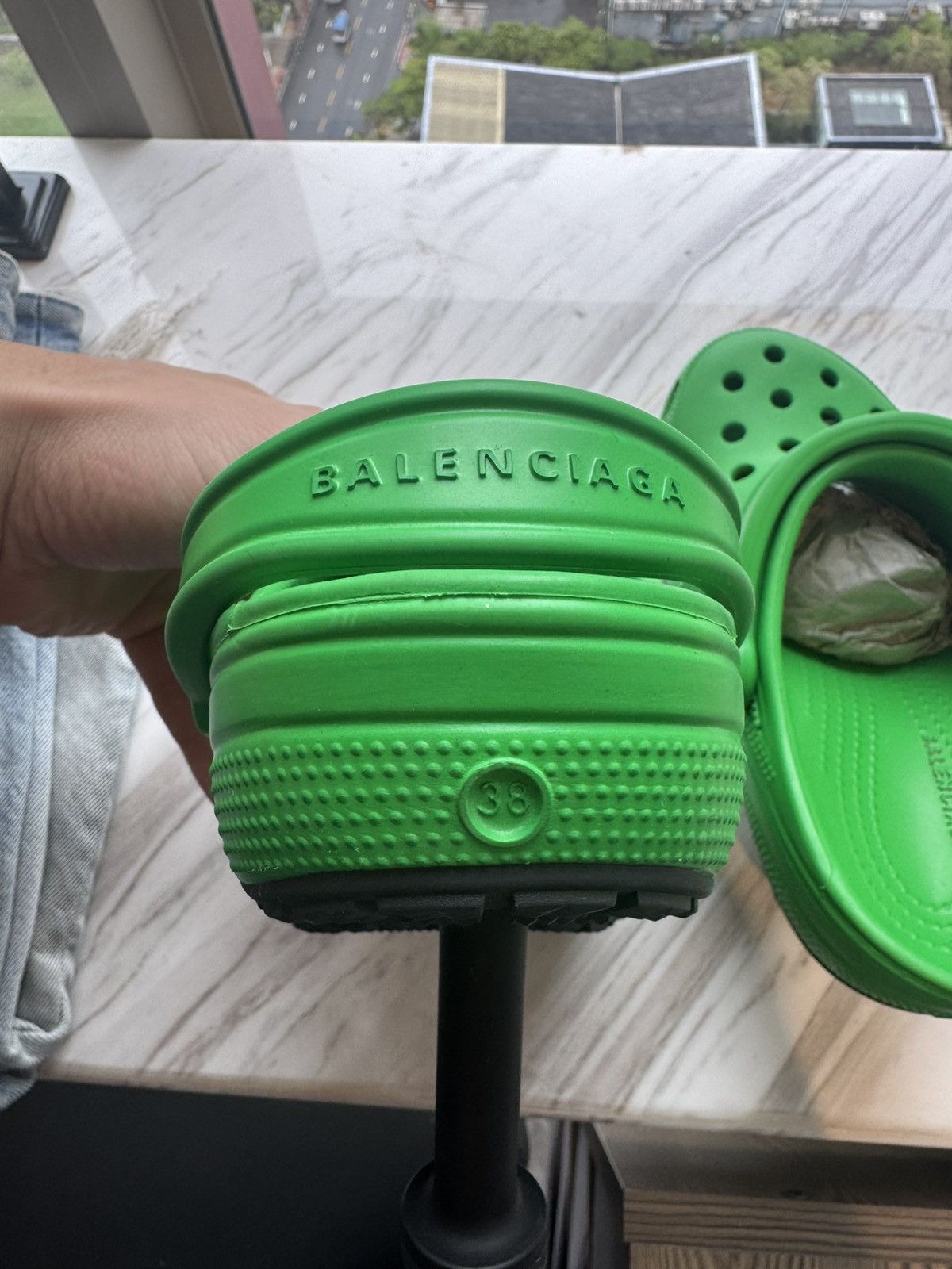 Balenciaga × Crocs Crocs™ Madame 80mm Mules in Green Size US 8 / IT 38 - 8 Thumbnail
