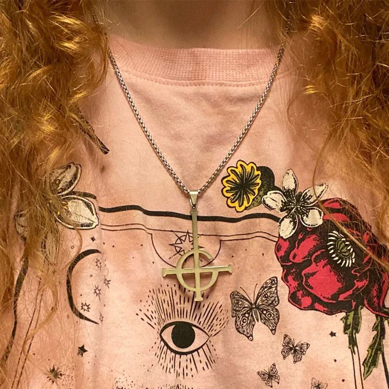 Jewelry Ghoul Cross Pendant Charms Necklace Emblem Talisman Size ONE SIZE - 2 Thumbnail