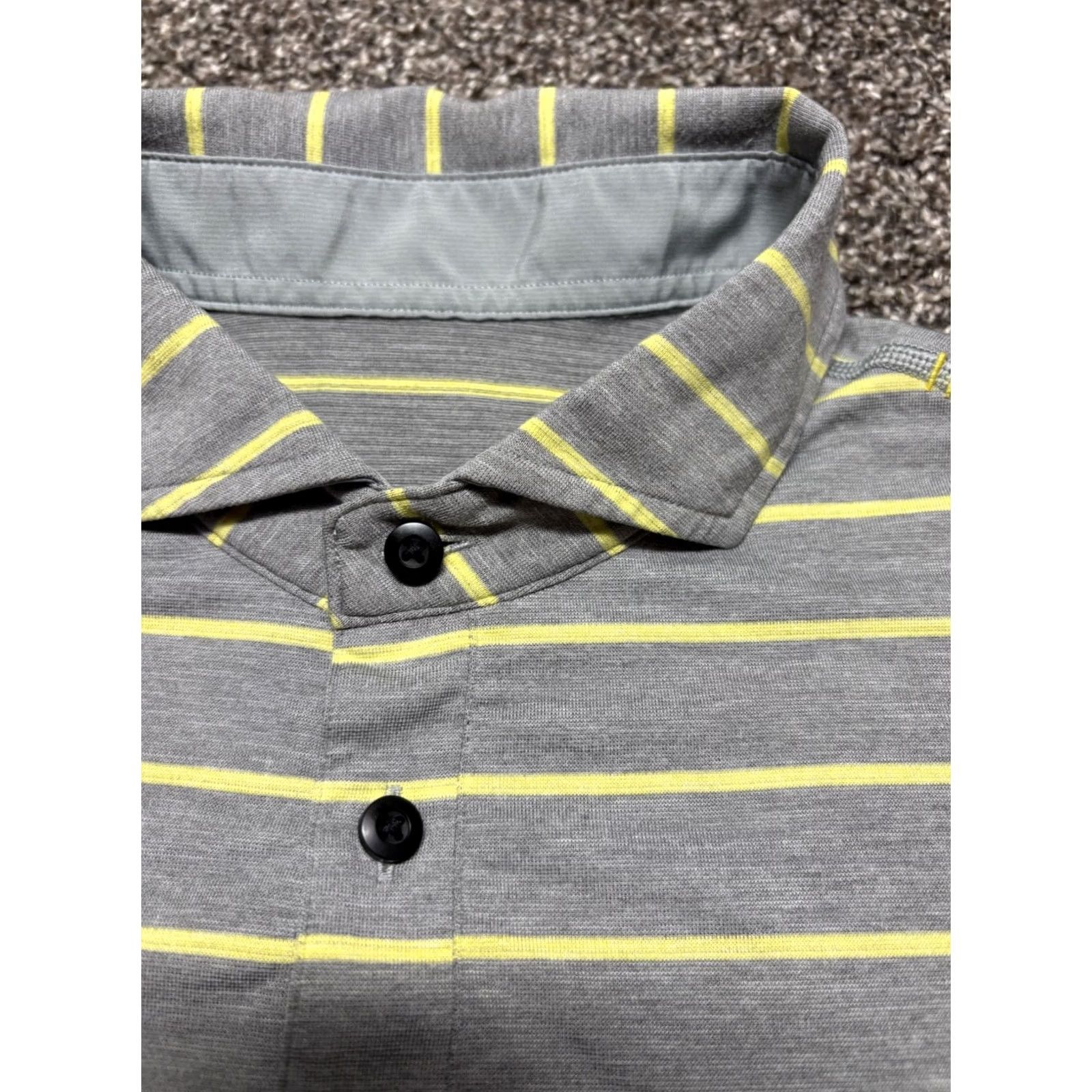Lululemon Lululemon Evolution Polo Shirt Mens M Gray Yellow Striped Golf Athleisure Polo Shirt Size US M / EU 48-50 / 2 - 3 Thumbnail