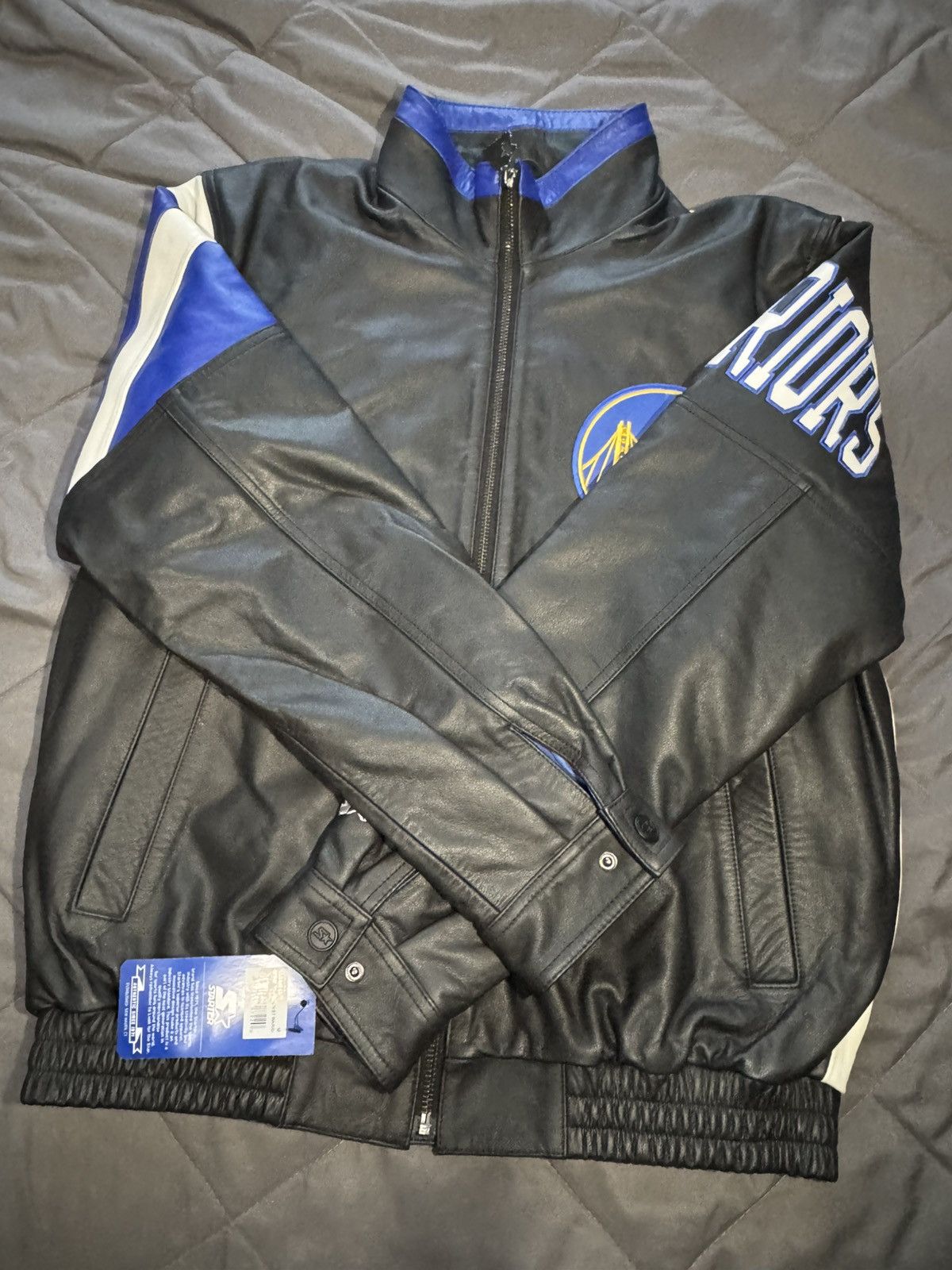 Starter Mens Golden State Warriors Full Zip Leather Jacket Size US M / EU 48-50 / 2 - 2 Thumbnail