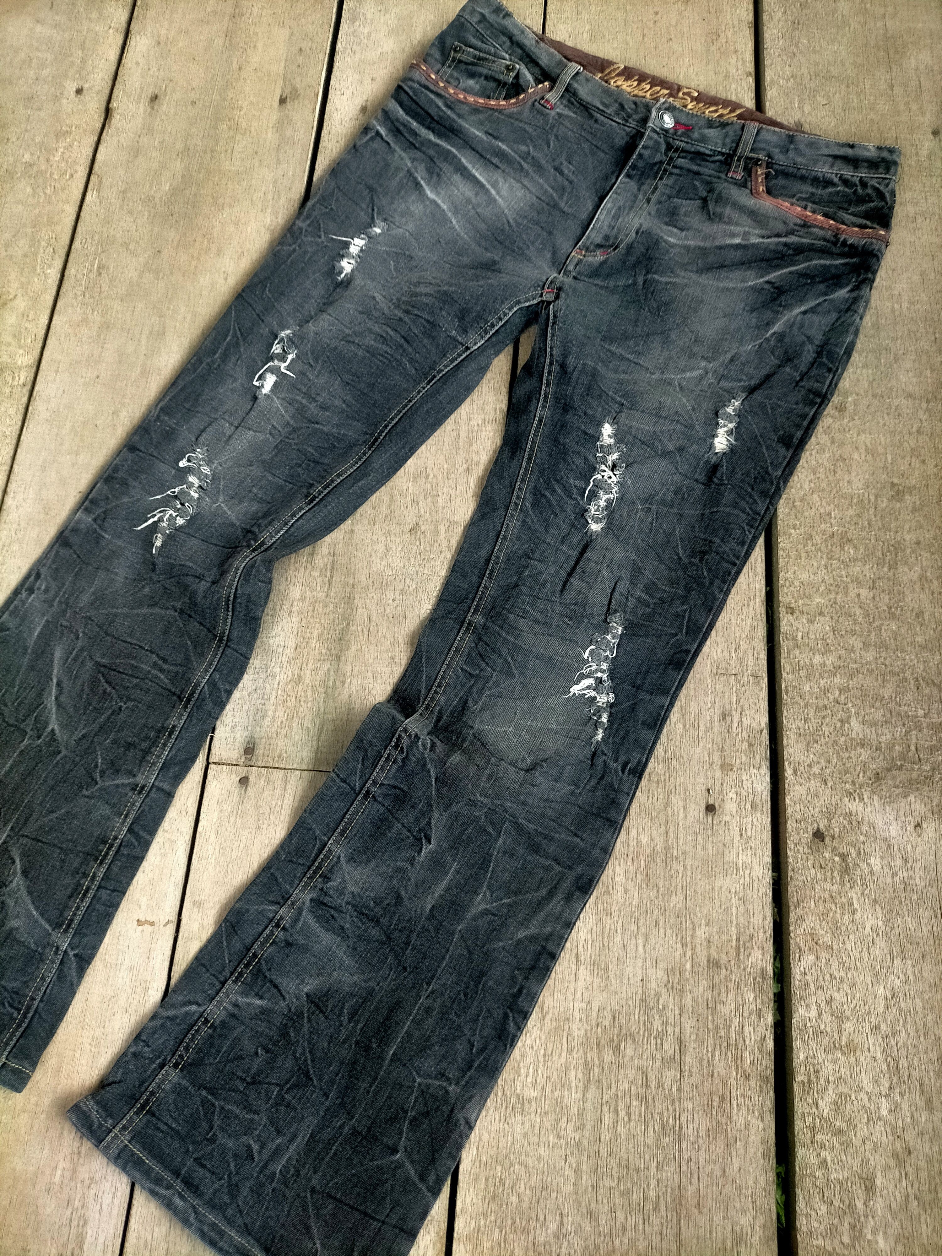 If Six Was Nine × Le Grande Bleu (L.G.B.) × Tornado Mart 🔥 Flare 🔥 Insane Mudwash Distressed Jeans Size US 32 / EU 48 - 3 Thumbnail