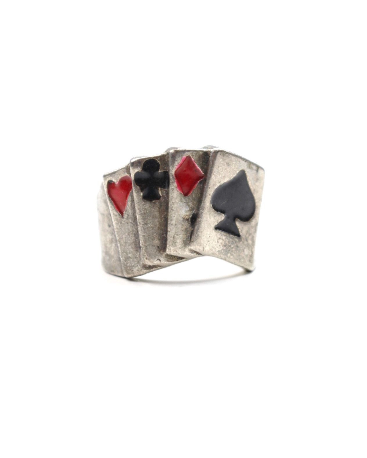 Vintage 2000S JAPANESE MADE FOUR SUITS CARD SIGNET RING Size ONE SIZE - 1 Thumbnail