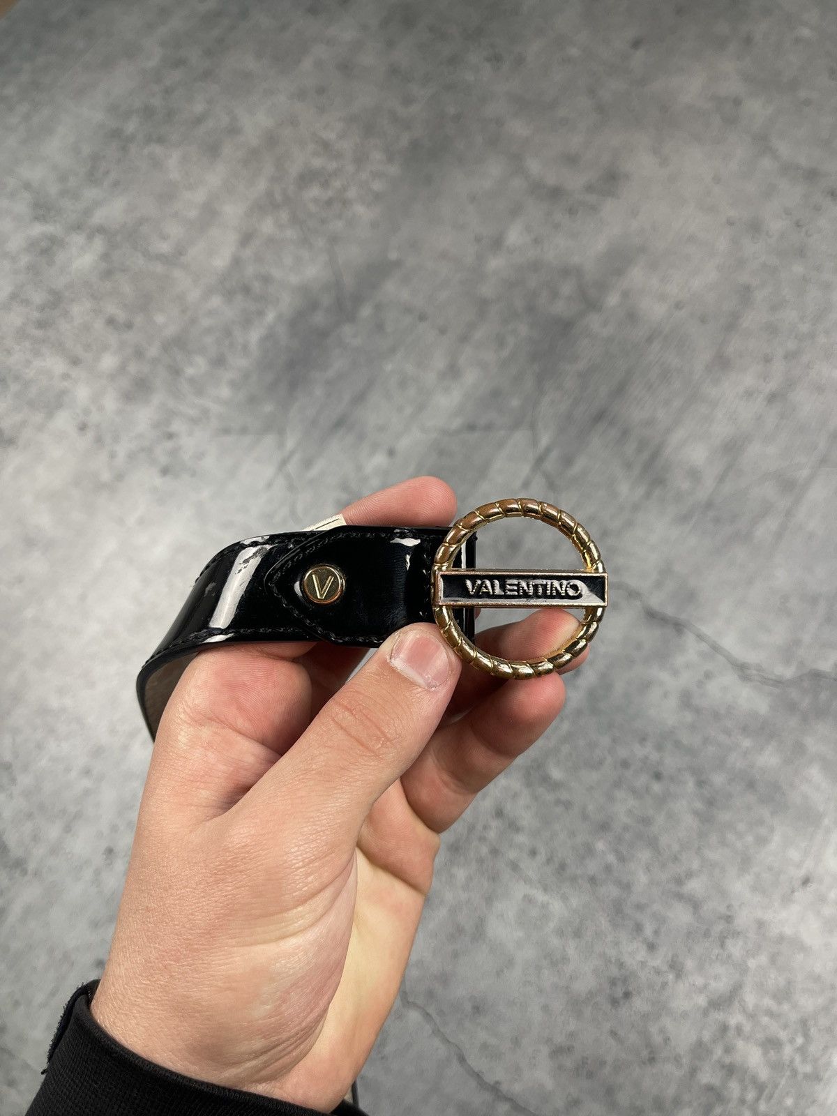 Valentino × Vintage Vintage Valentino Gold Buckle Leather Belt Size ONE SIZE - 3 Thumbnail