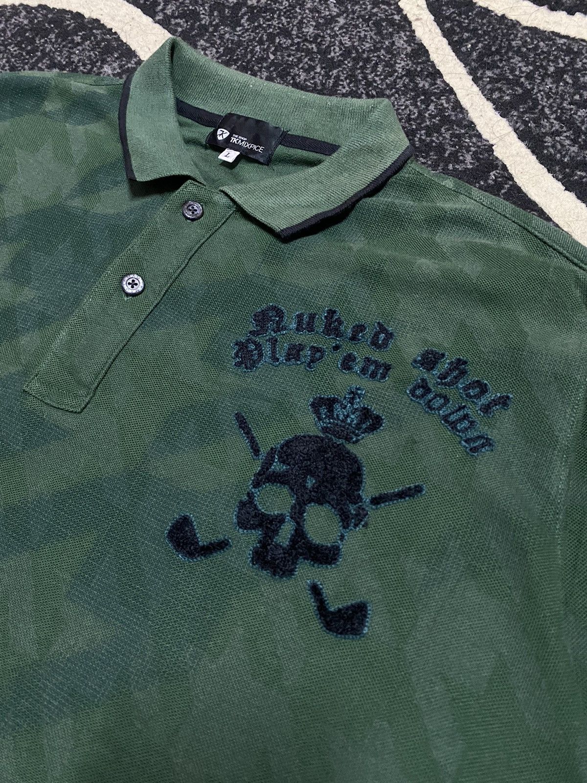 Japanese Brand × Takeo Kikuchi TAKEO KIKUCHI Skull Abstract Polo Shirt Size US L / EU 52-54 / 3 - 2 Thumbnail