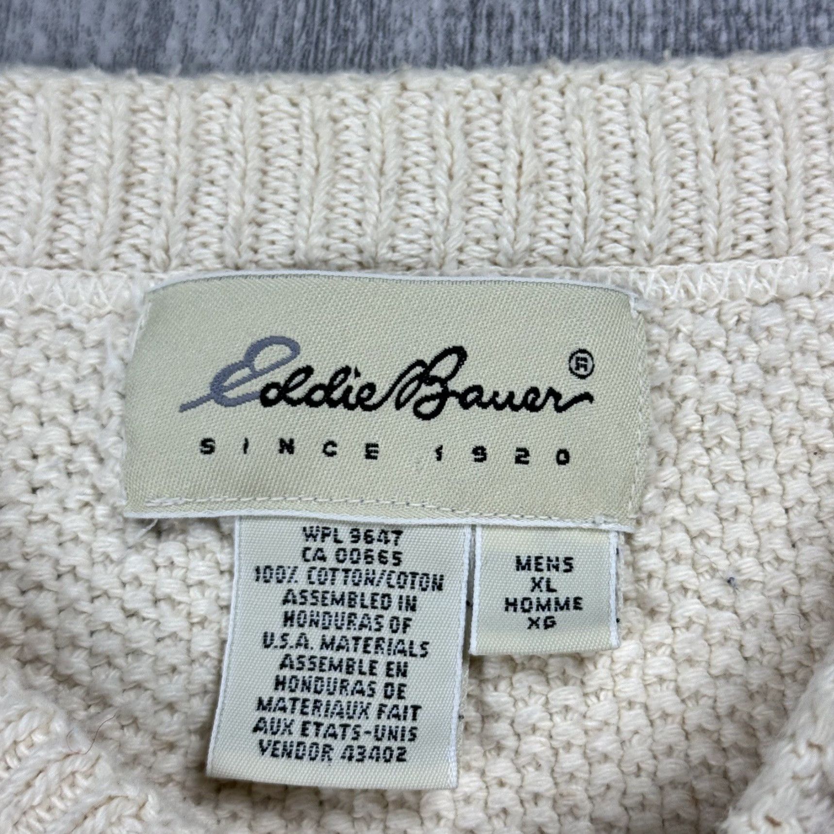 Eddie Bauer VINTAGE Eddie Bauer Waffle Knit Henley Sweater XL Ivory Men All Seasons Classic Pullover Size US XL / EU 56 / 4 - 3 Thumbnail