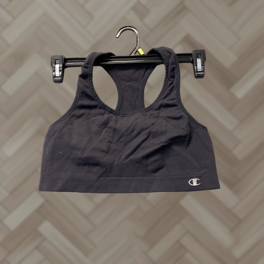Champion Champion Double Dry Sports Bra XL Teens Black Grey Racerback No Pad Nowire Size ONE SIZE - 1 Thumbnail