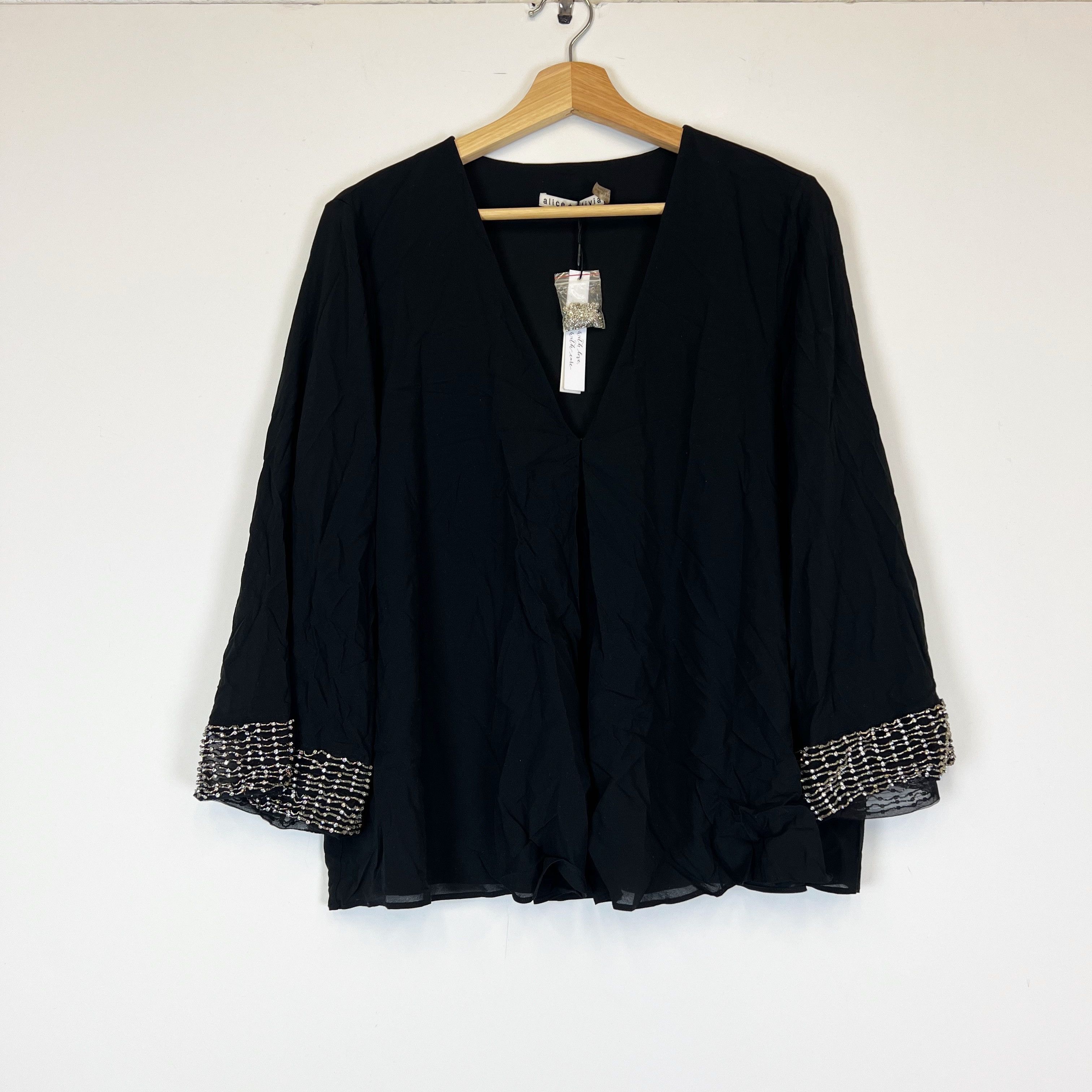 Alice + Olivia NEW Alice And Olivia Silk Chiffon Beaded Size L / US 10 / IT 46 - 1 Thumbnail