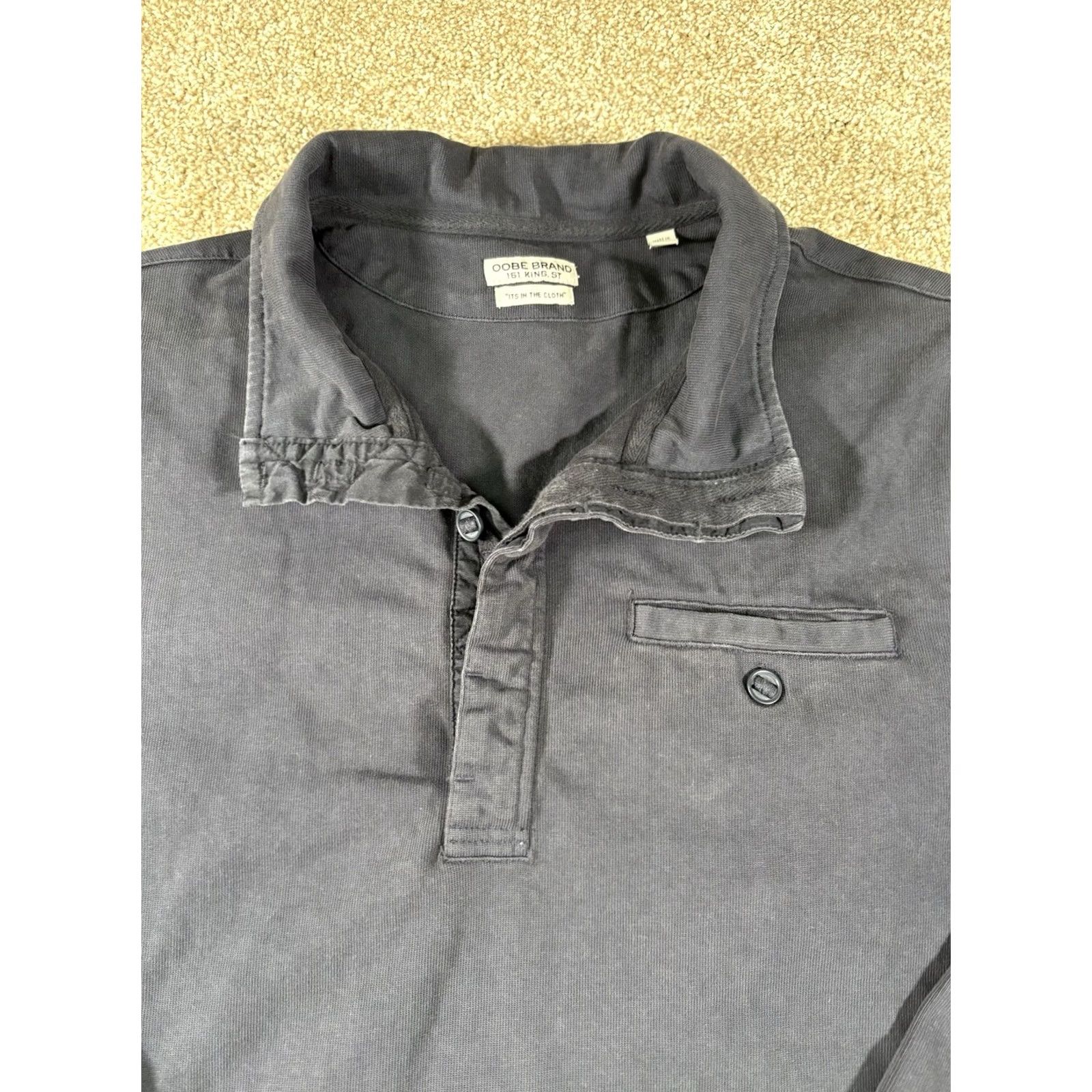 Vintage Oobe Brand Henley Long Sleeve Shirt Navy Blue 100% Cotton • Mens Size S Size US S / EU 44-46 / 1 - 2 Thumbnail
