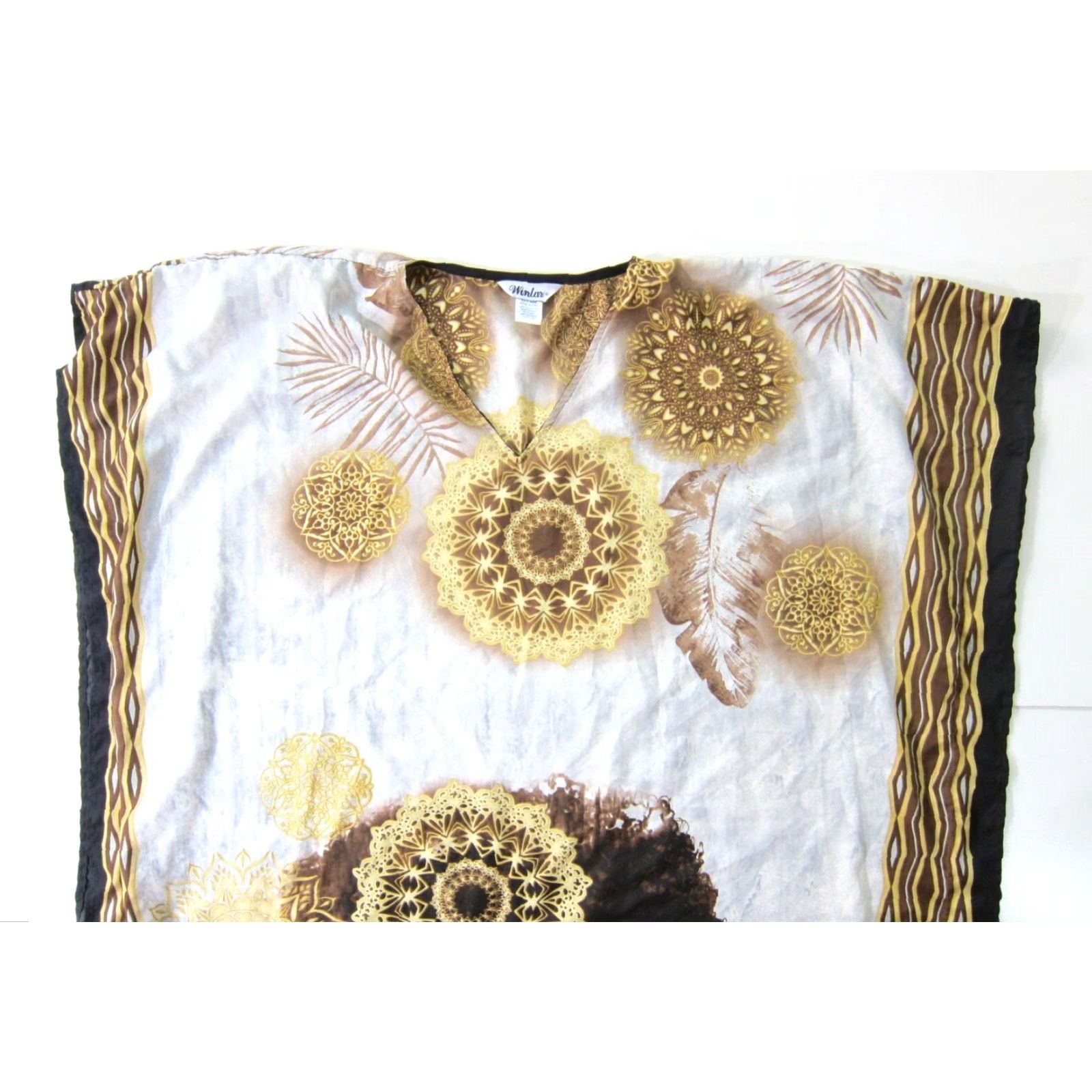 Vintage VINTAGE Winlar Black Gold Woman Tunic Muumuu Long Maxi Kaftan Dress One Size Size ONE SIZE - 7 Thumbnail