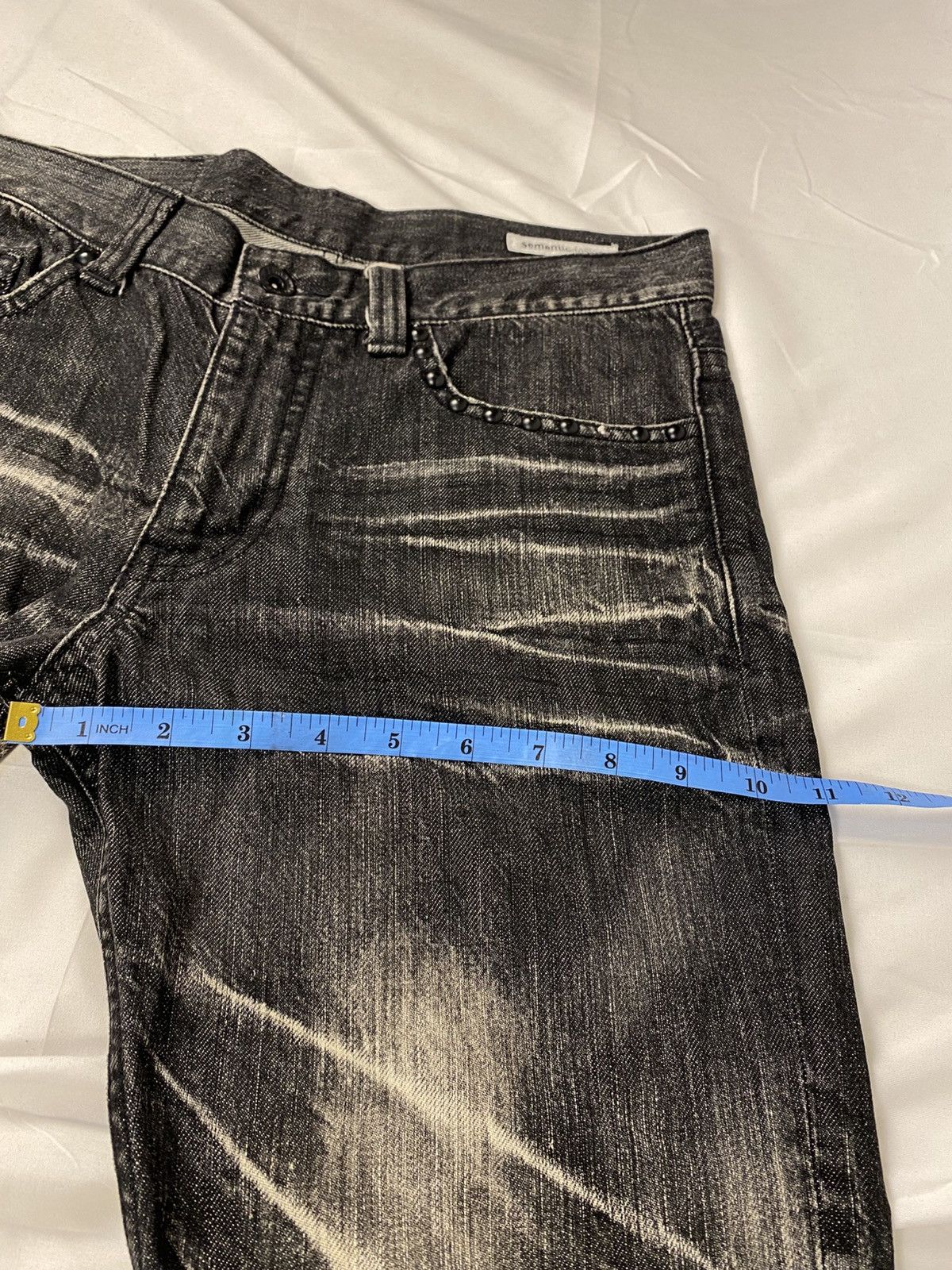 Japanese Brand Semantic Design Studded Skull Flared Washed Denim Jeans Size US 31 - 21 Thumbnail