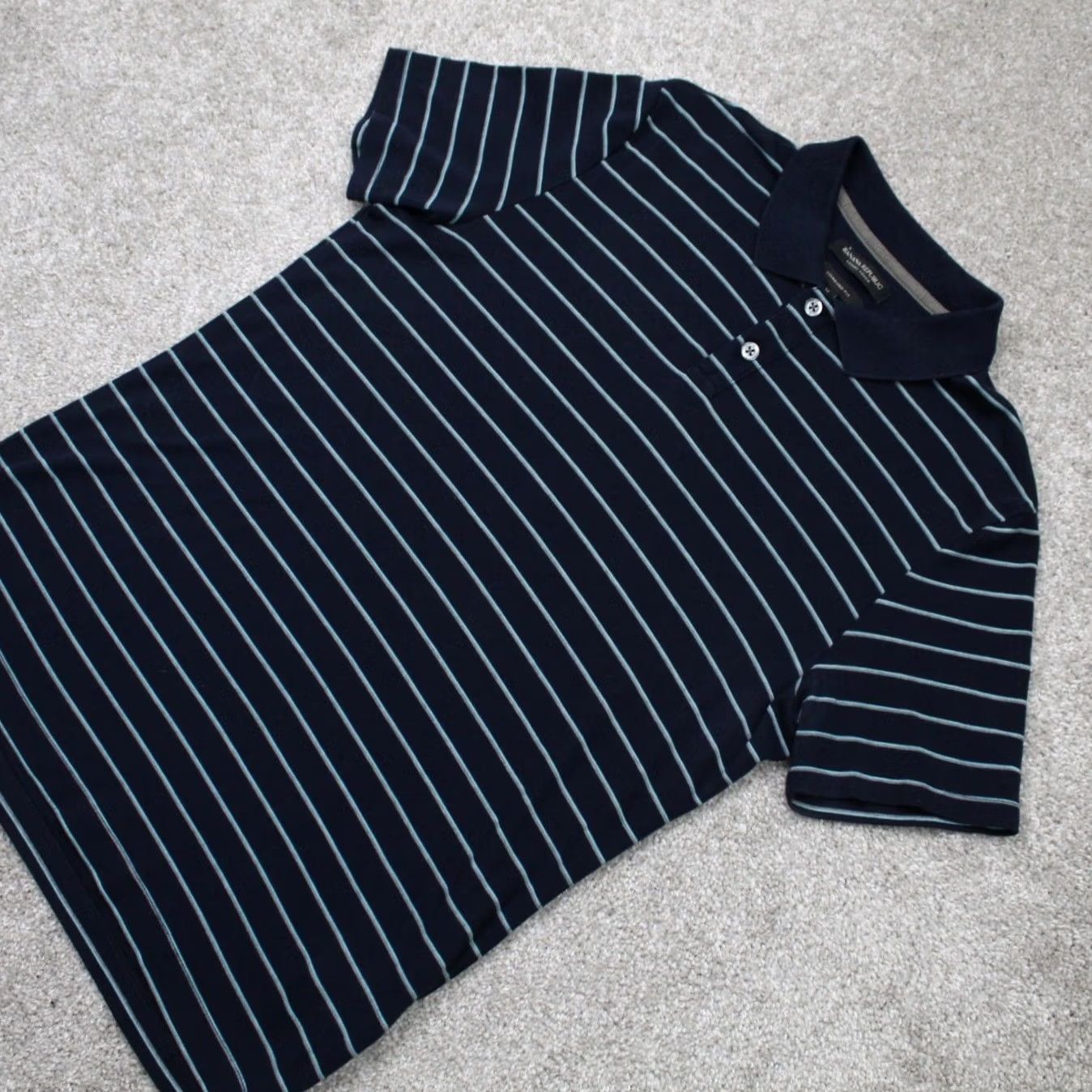 Banana Republic Banana Republic Polo Shirt Mens Medium Blue 100% Cotton Regular Fit Short Sleeve Striped Polo Shirt Mens Blue Banana Republic Polo Shirt Size US M / EU 48-50 / 2 - 3 Thumbnail