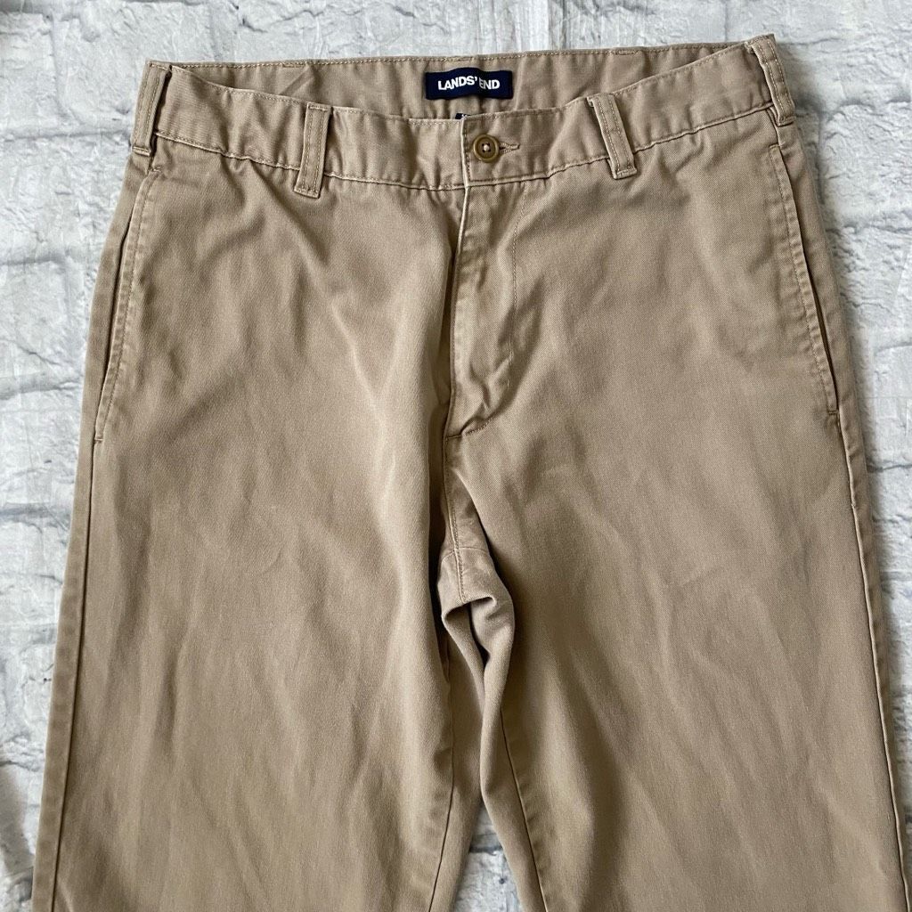 Lands' End Lands End men 30/30 cotton blend flat front tan chinos Size US 30 / EU 46 - 3 Thumbnail