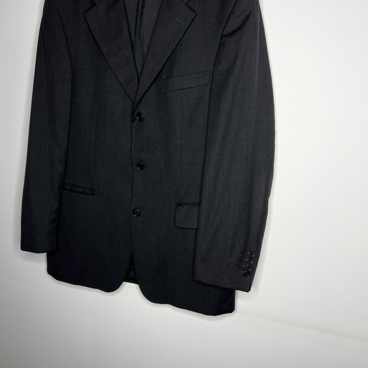 Designer × Hugo Boss × Vintage Hugo Boss Vintage 2000s Black Blazer Jacket Coat Satin Wool Size 40R - 2 Thumbnail