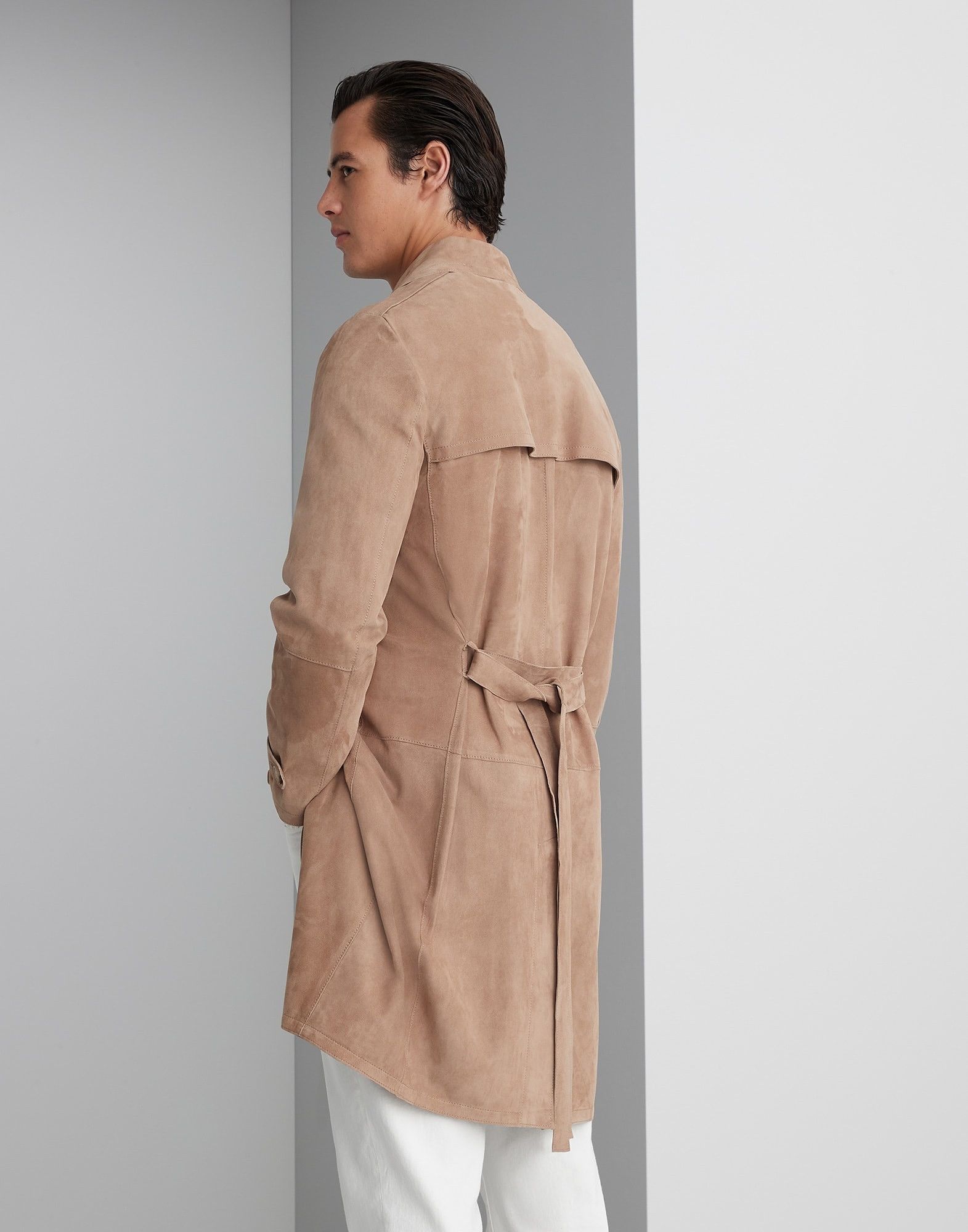 Brunello Cucinelli Leather Overcoat in Open Brown Size US L / EU 52-54 / 3 - 2 Thumbnail