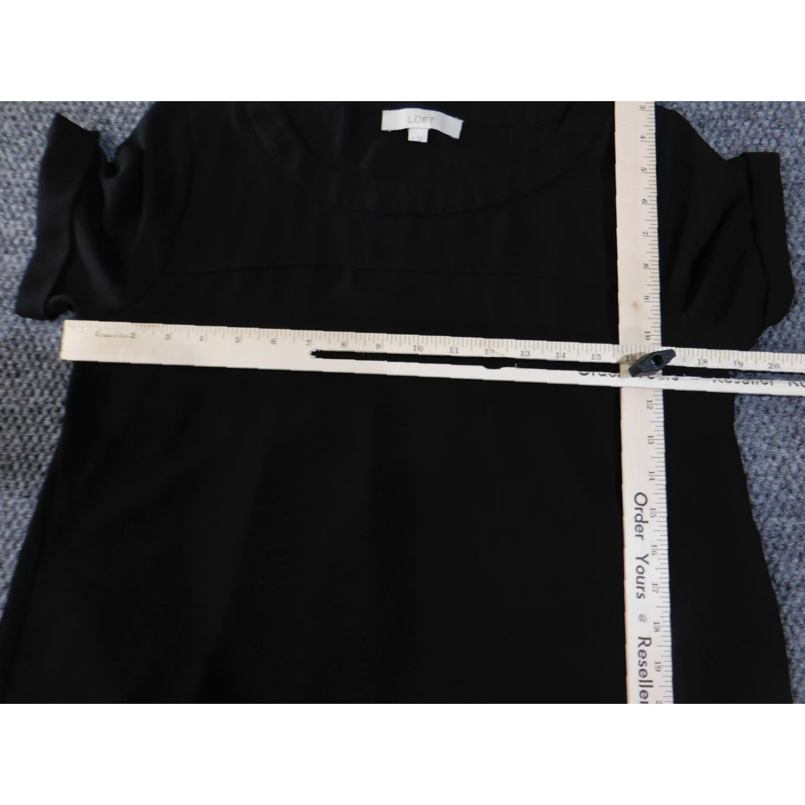 Loft Ann Taylor LOFT Shirt Womens Small Black Short Sleeve High Low Hem Cuffed Blouse Size S / US 4 / IT 40 - 5 Thumbnail