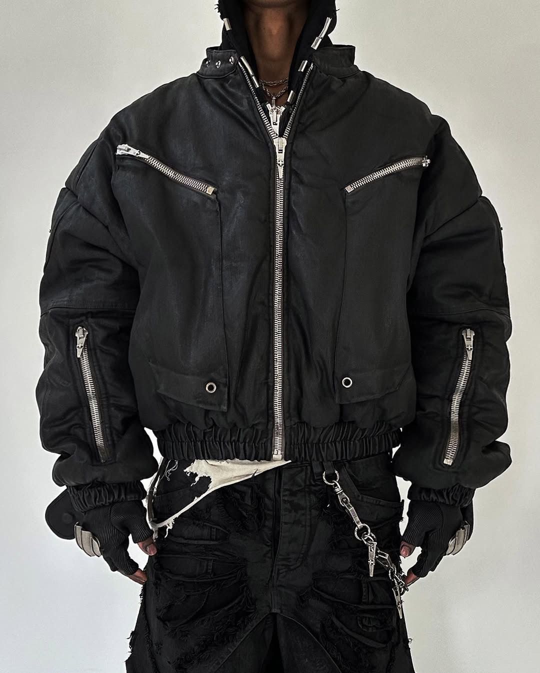 SHINE LUXURY RARE Shine Luxury “METHADONE” Layered Moto Bomber Jacket Size US S / EU 44-46 / 1 - 1 Thumbnail