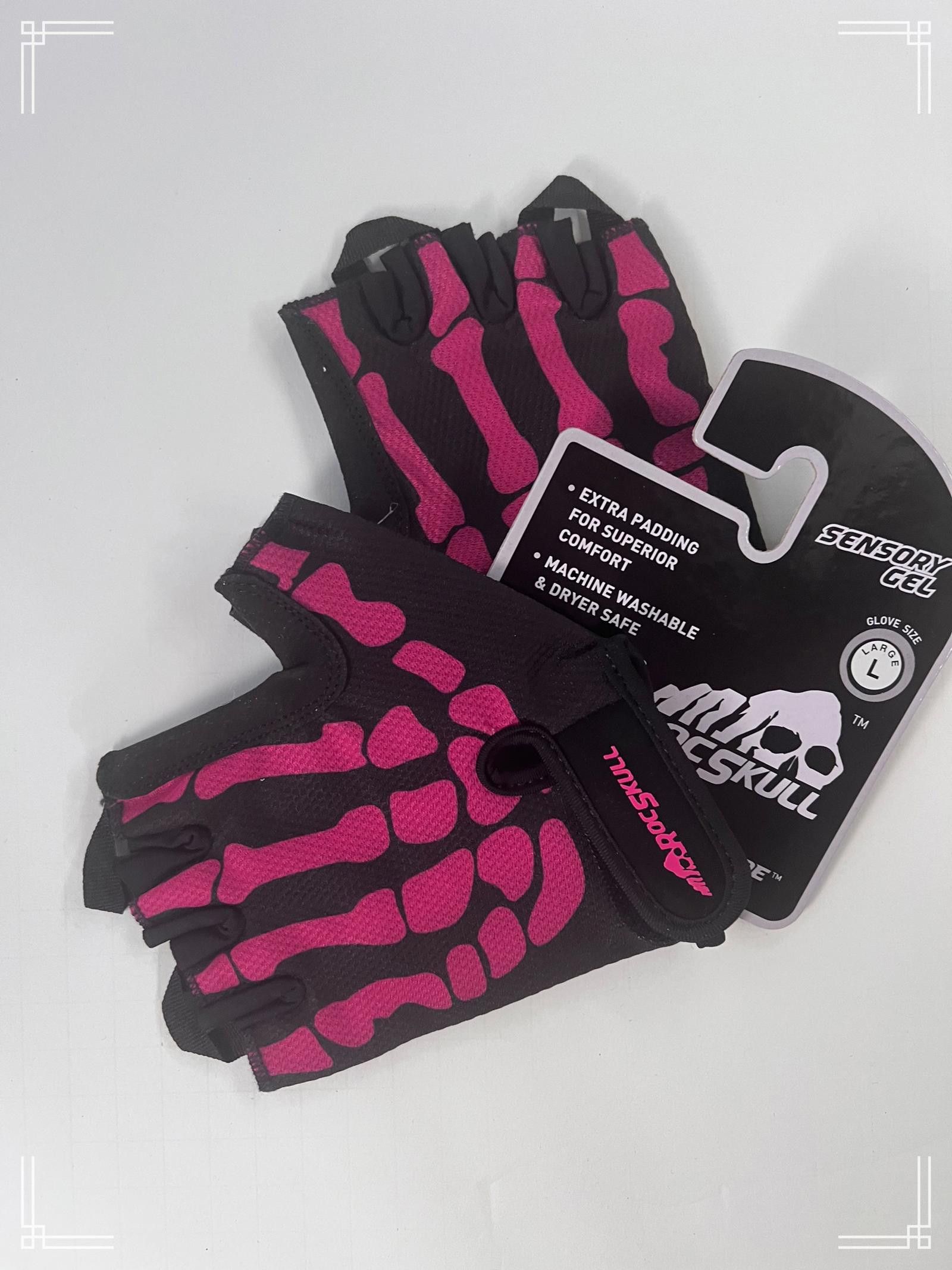 Designer RocSkull Sensory Gel Gloves – Large Size (Pink & Black) Size ONE SIZE - 5 Thumbnail