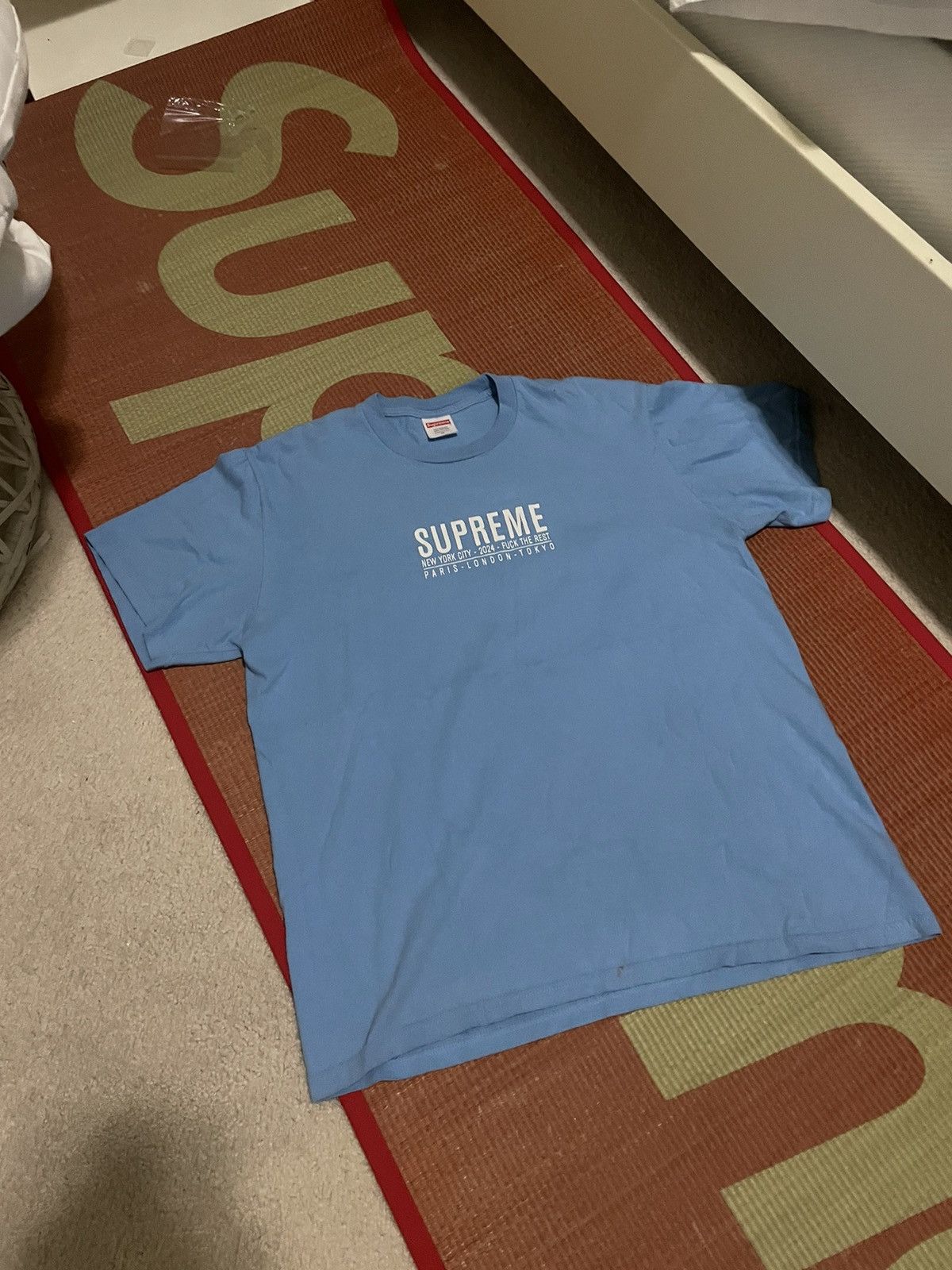 Supreme Paris Tee Sz M SS23 Light Blue Used Great Condition