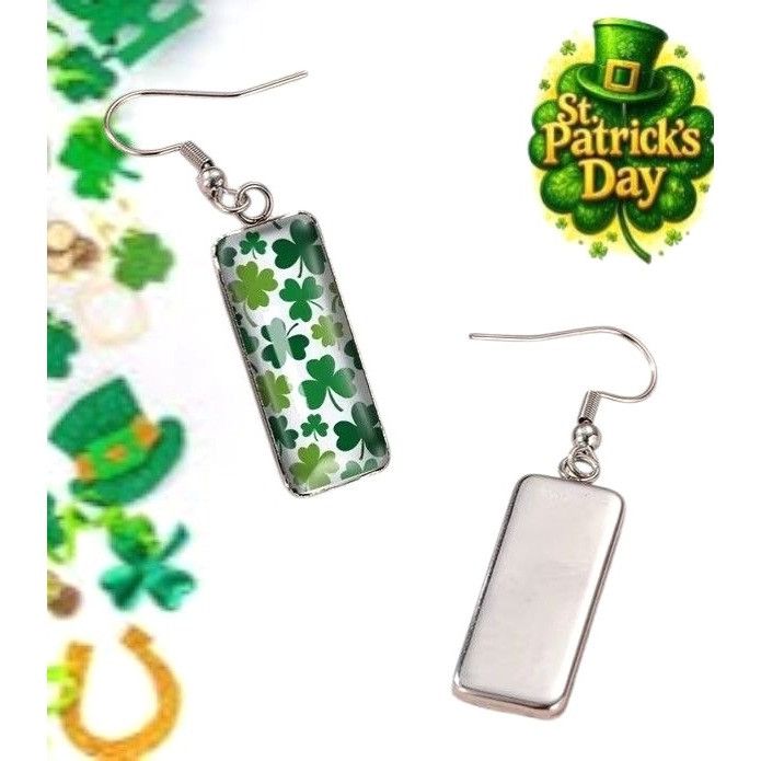 Handmade St Patrick's Day Shamrock Earrings Rectangle Party Parade Fe Size ONE SIZE - 12 Thumbnail