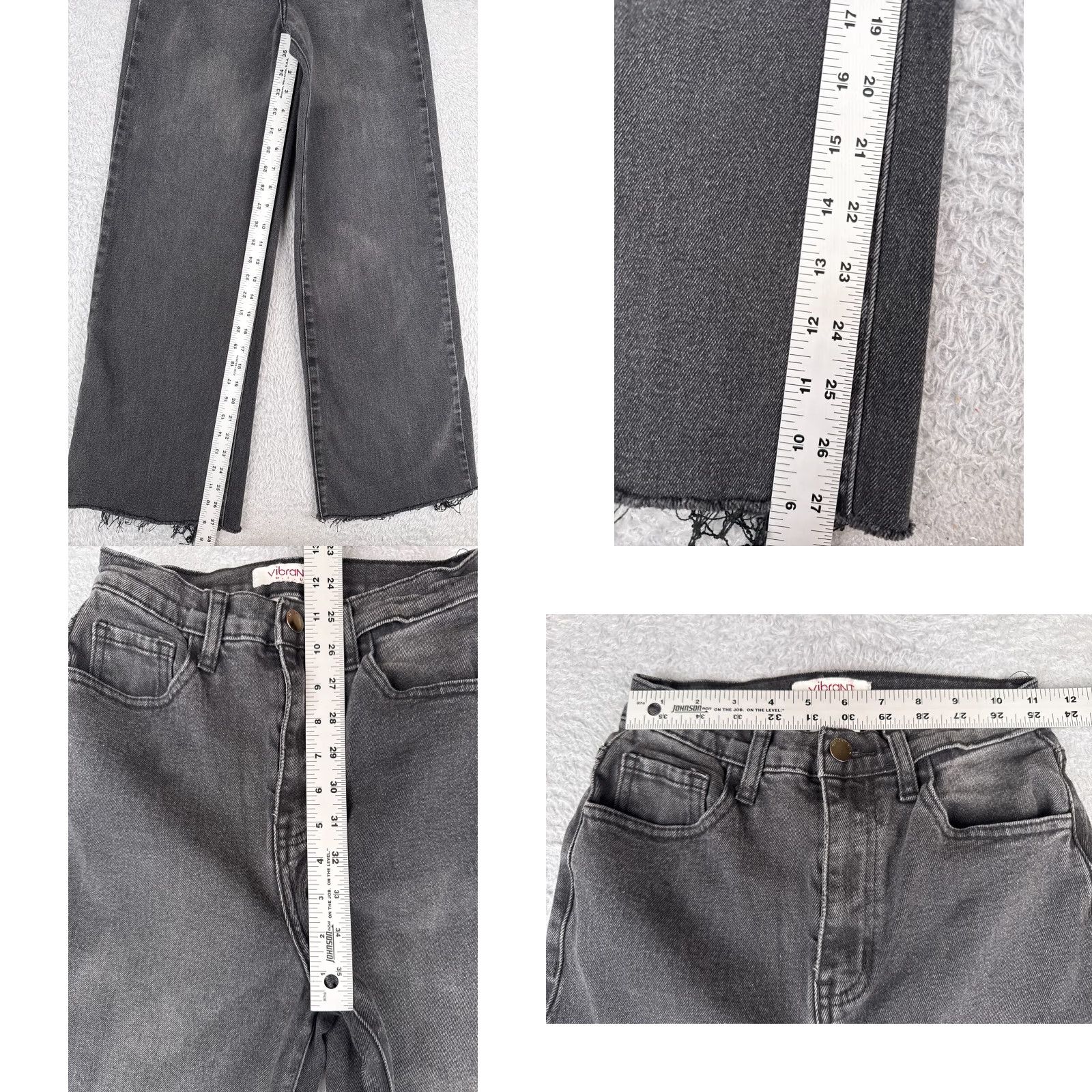 Vintage Vibrant Jeans Women Black Denim Wide-Leg High Rise 22x28 1 28in Inseam Distressed Wide-Leg Vintage No Size 25" / US 0 / IT 36 - 8 Thumbnail
