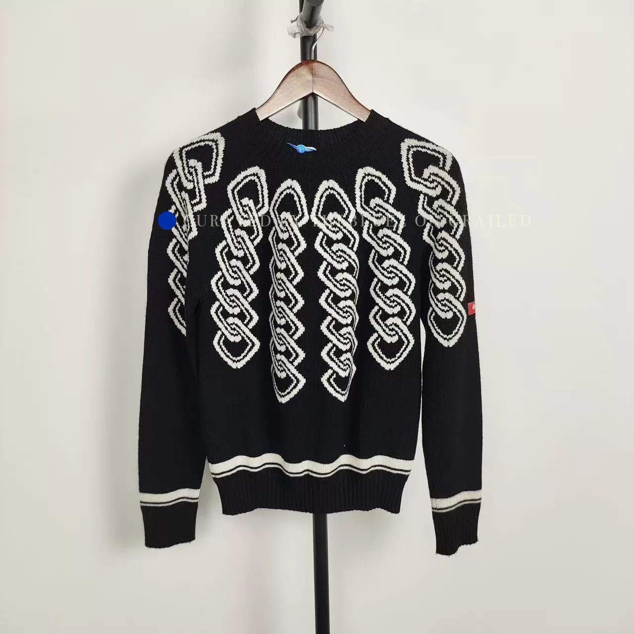 Loro Piana Black Knit Ethnic Motif Striped Crewneck Sweater Size US XS / EU 42 / 0 - 1 Thumbnail