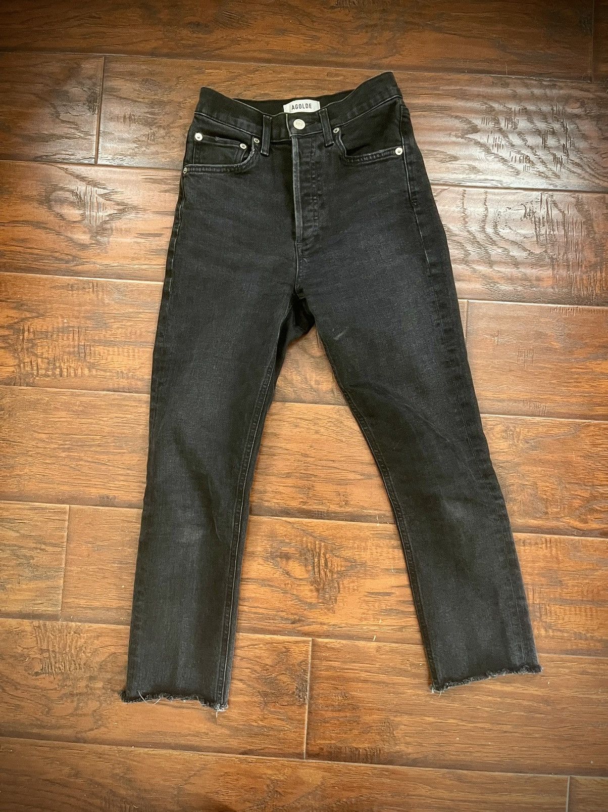 Agolde AGOLDE | Riley Crop Straight Jeans in Black Pepper 23 Size 23" - 3 Thumbnail