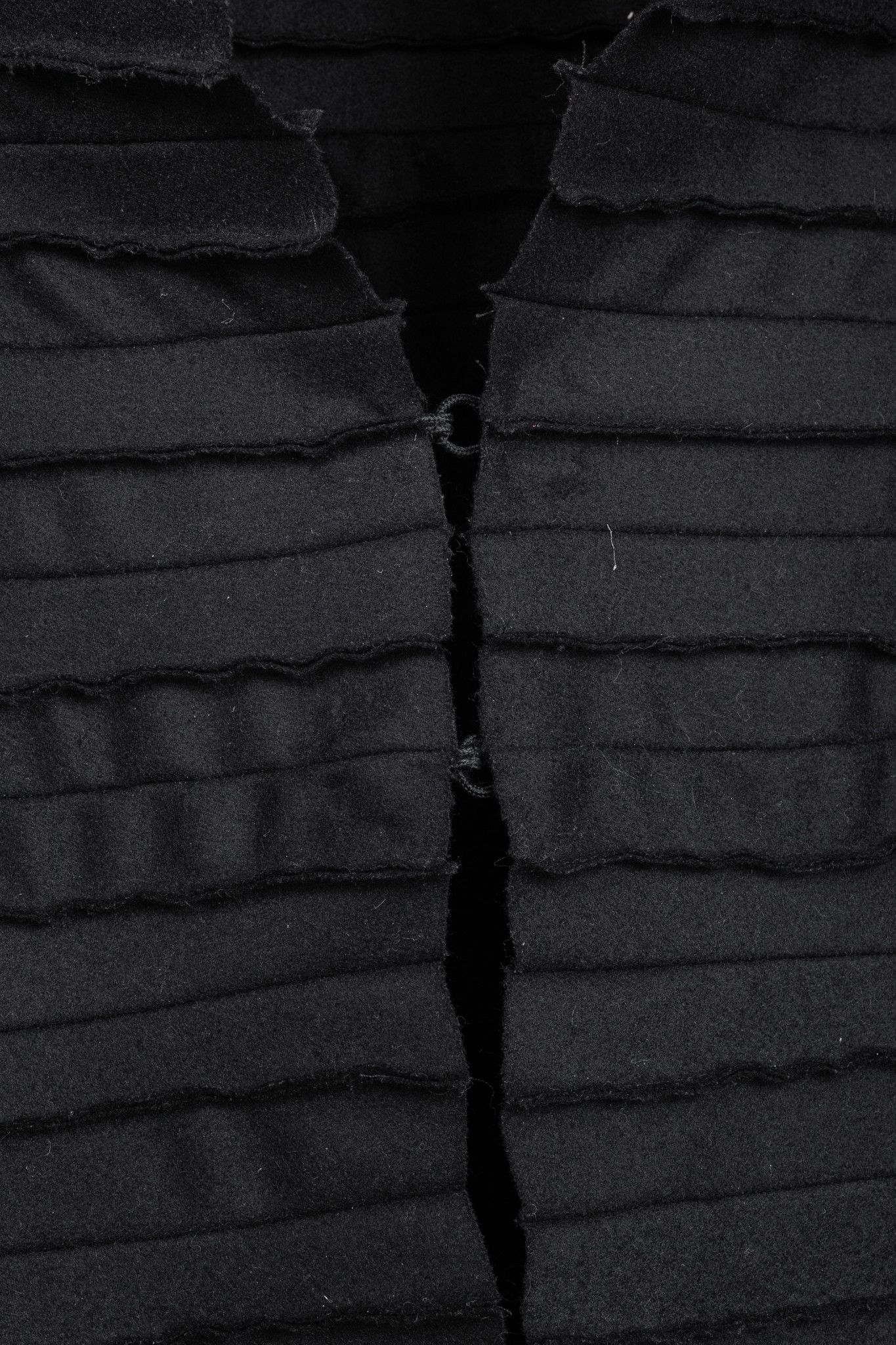 Other Sybilla Black Felt Pieced-Striped Coat Size L / US 10 / IT 46 - 8 Thumbnail