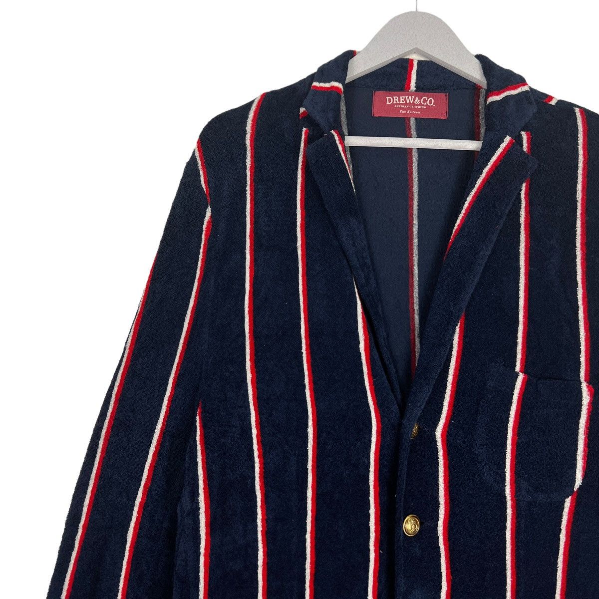 Other 🔥 DREW & CO ARTISAN STRIPE CARDIGAN BLAZER MADE IN ITALY Size US XXL / EU 58 / 5 - 7 Thumbnail