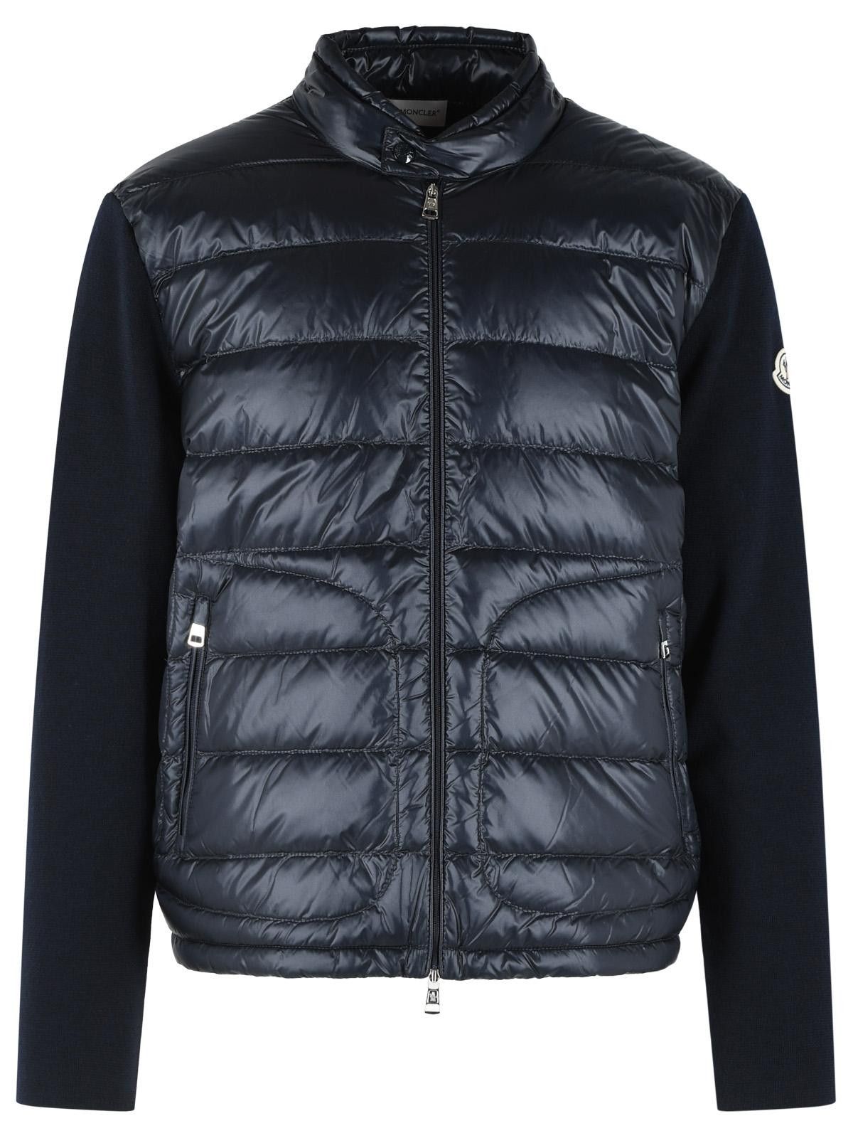 Moncler MONCLER Padded Virgin Wool Crdigan With Zip Navy Blue Size US M / EU 48-50 / 2 - 1 Thumbnail