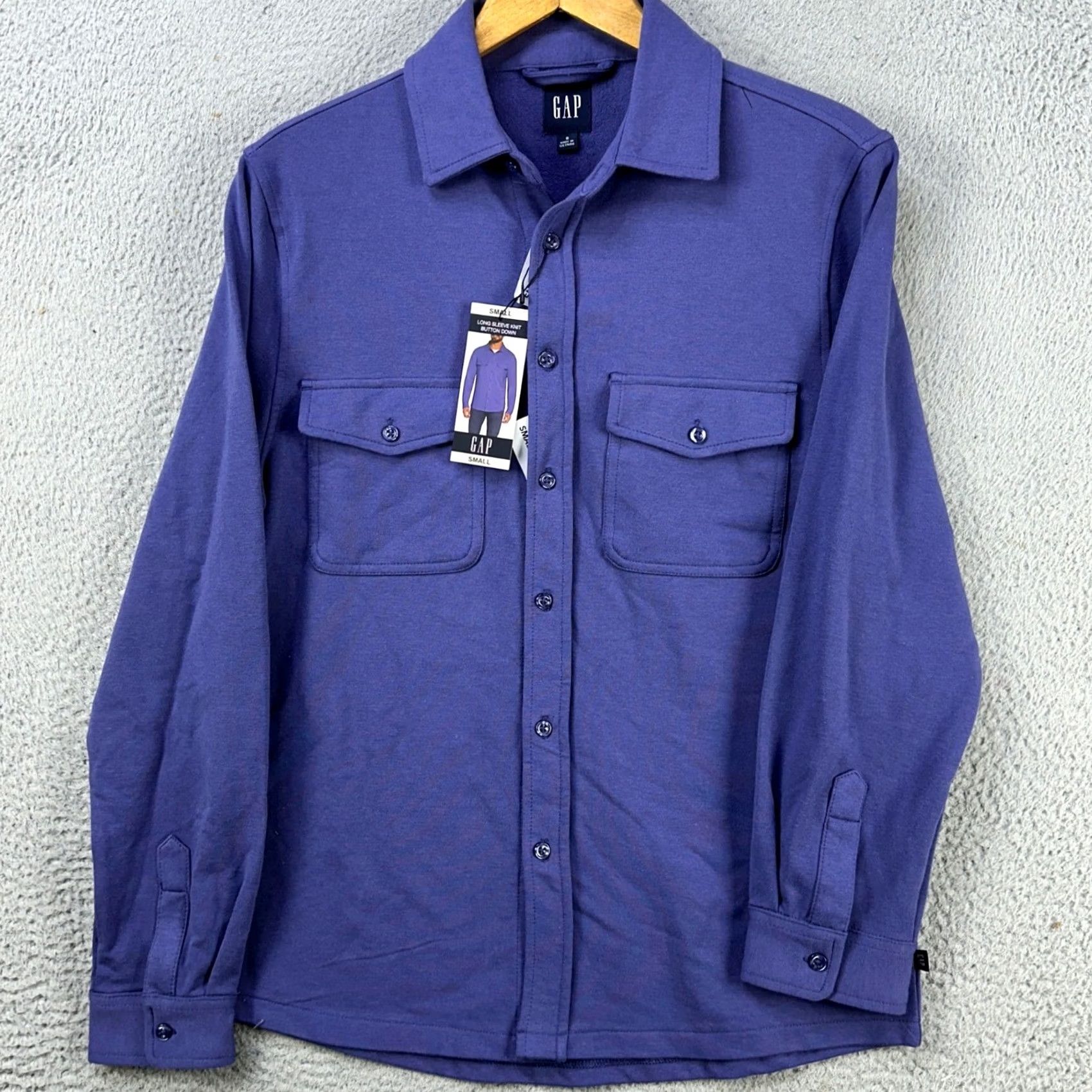 Gap VINTAGE Gap Shirt Button Up Mens Small Blue Knit Flap Pockets Long Sleeve Stretch NEW Size US S / EU 44-46 / 1 - 2 Thumbnail