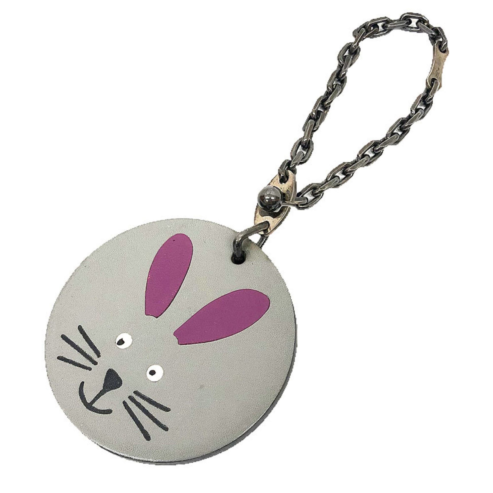 Hermes Hermes Hermès Rabbit Charm Keychain, Animal Key Charm, Leather, Gray Size ONE SIZE - 1 Thumbnail