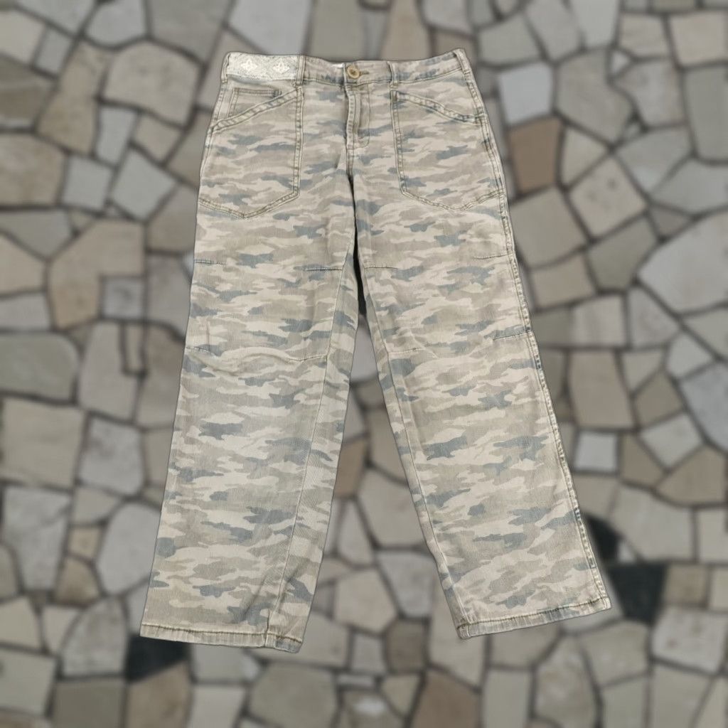 Anthropologie VINTAGE Anthropologie Brown Camo Pants Womens 28 Cropped Embroidered Utility Casual Workwear Size 28" / US 6 / IT 42 - 1 Thumbnail
