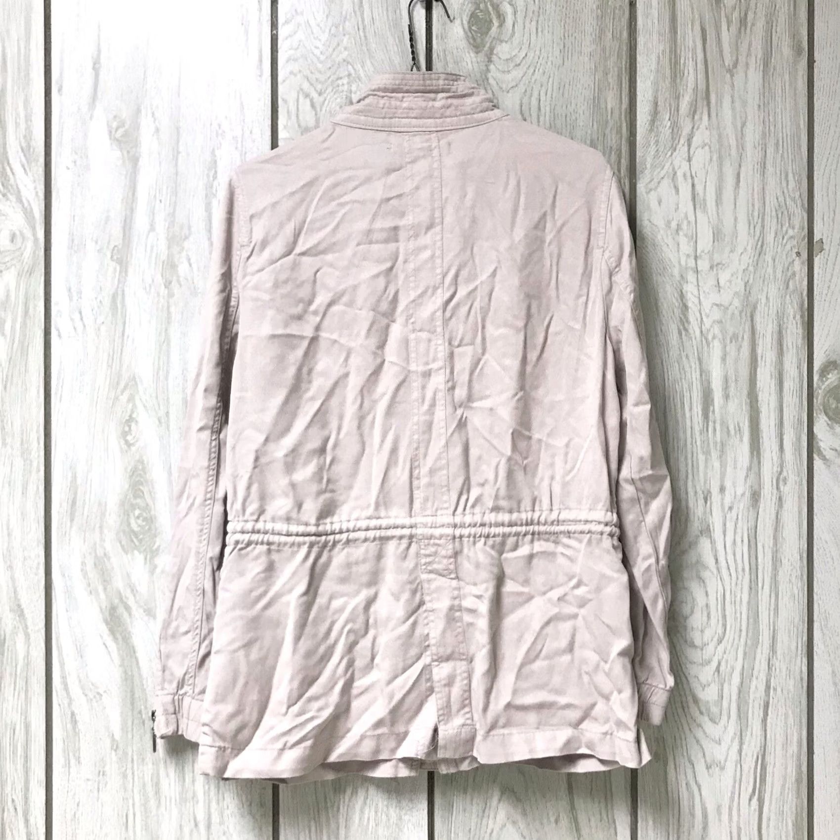 Vintage MAX JEANS Women Dove Greige Adjustable Waist Zip Utility Military Jacket S Size 28" / US 6 / IT 42 - 2 Thumbnail
