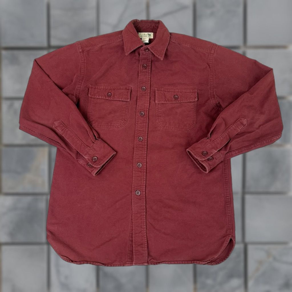 Vintage VINTAGE L.L. Bean Shirt Mens L Maroon Heavyweight Flannel Long Sleeve Button-Up Cotton Pockets Size US L / EU 52-54 / 3 - 1 Thumbnail