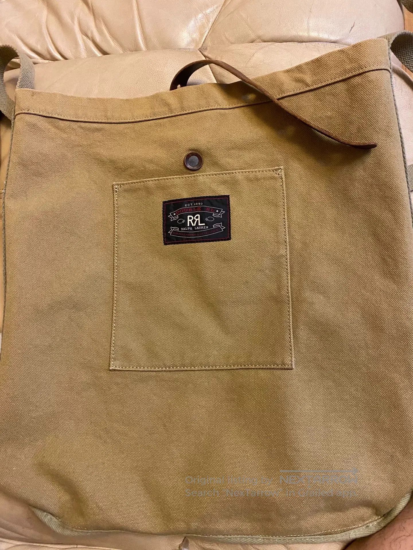 RRL Ralph Lauren vintage olive canvas leather tote bag. Size ONE SIZE - 8 Thumbnail