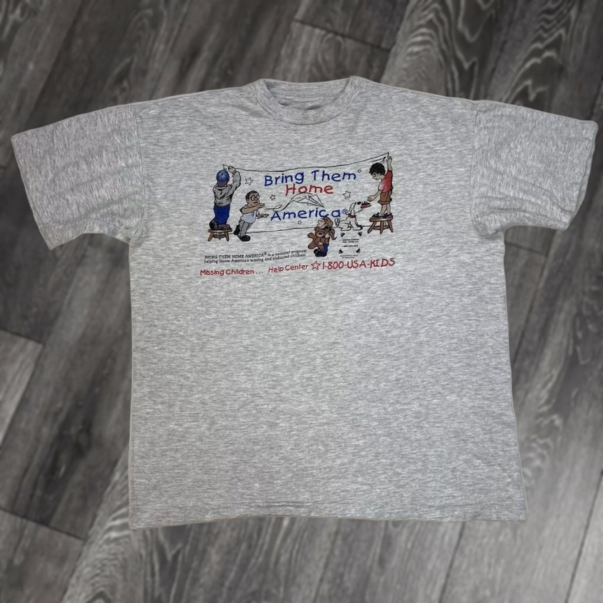 Vintage VINTAGE Bring Them Home America T-SHIRT Men XL 90s USA Gray Short Sleeve Crew Neck Logo Graphic Print Size US XL / EU 56 / 4 - 1 Thumbnail