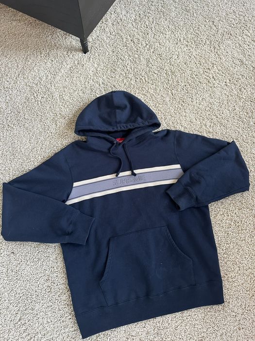 Supreme chest stripe sale logo hooded sweatshirt